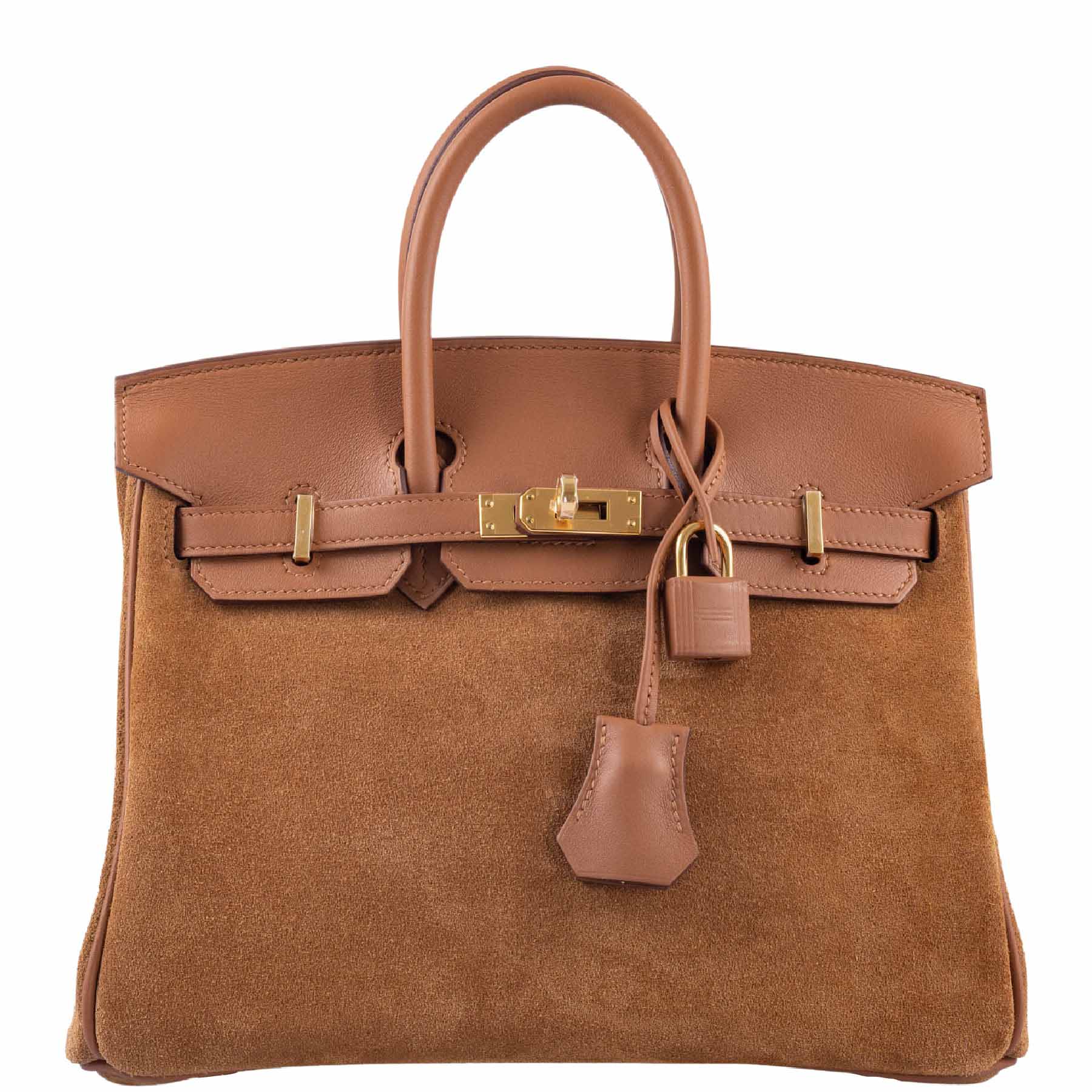 Hermès Birkin 25 Grizzly Gold Veau Doblis Suede and Gold Swift with Go