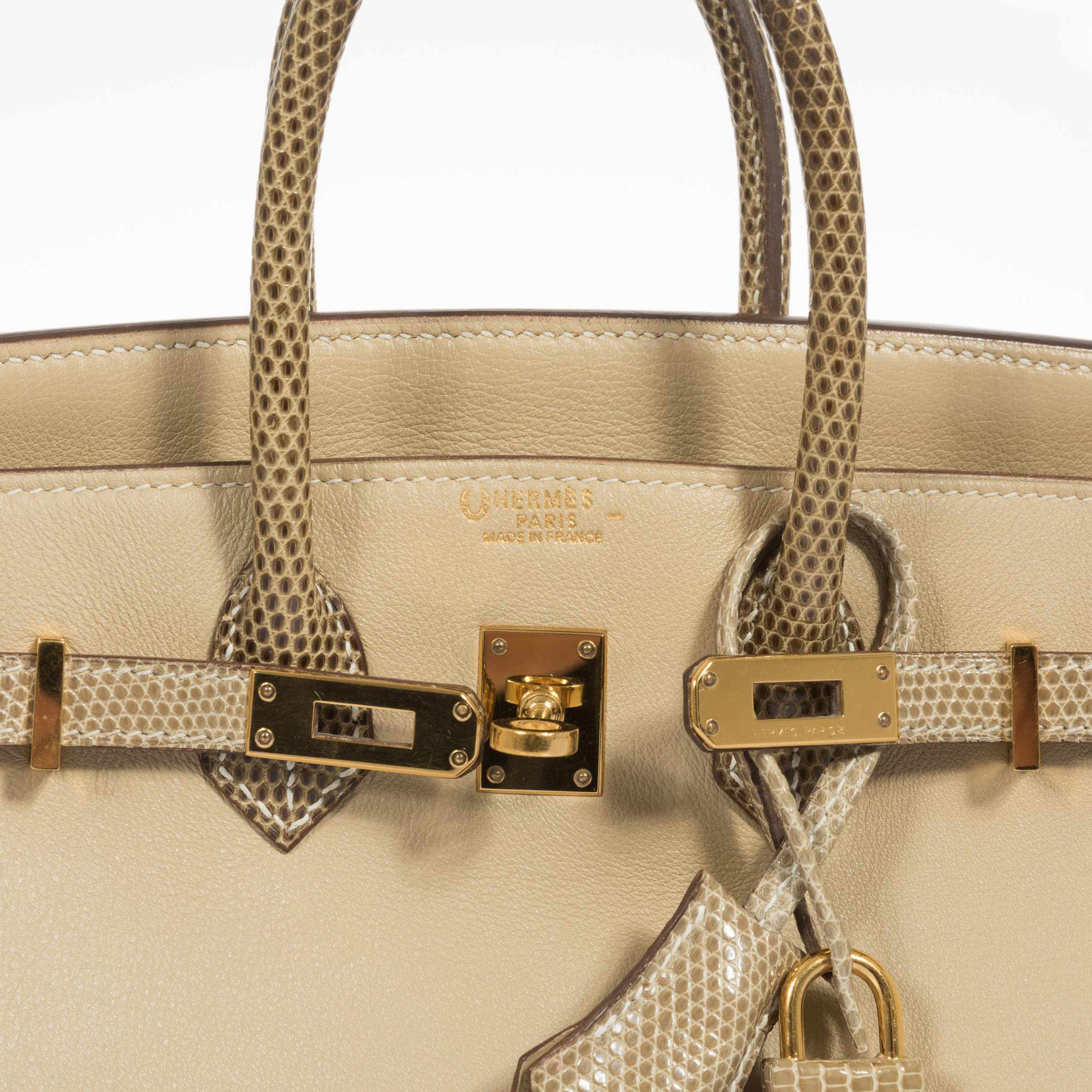 Hermès Birkin 25 HSS Argile Swift With Ficelle Lizard Gold Hardware - Special Edition