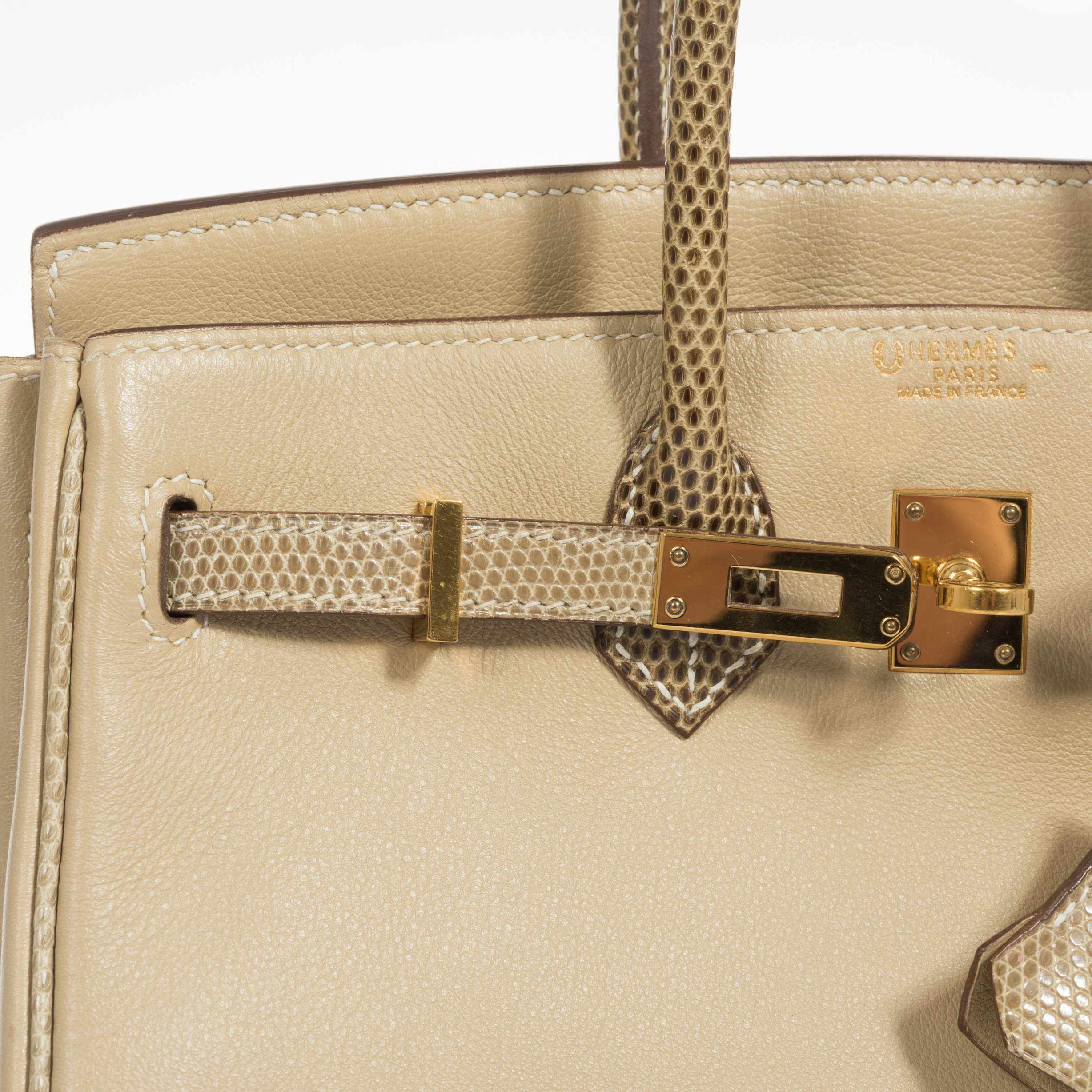 Hermès Birkin 25 HSS Argile Swift With Ficelle Lizard Gold Hardware - Special Edition