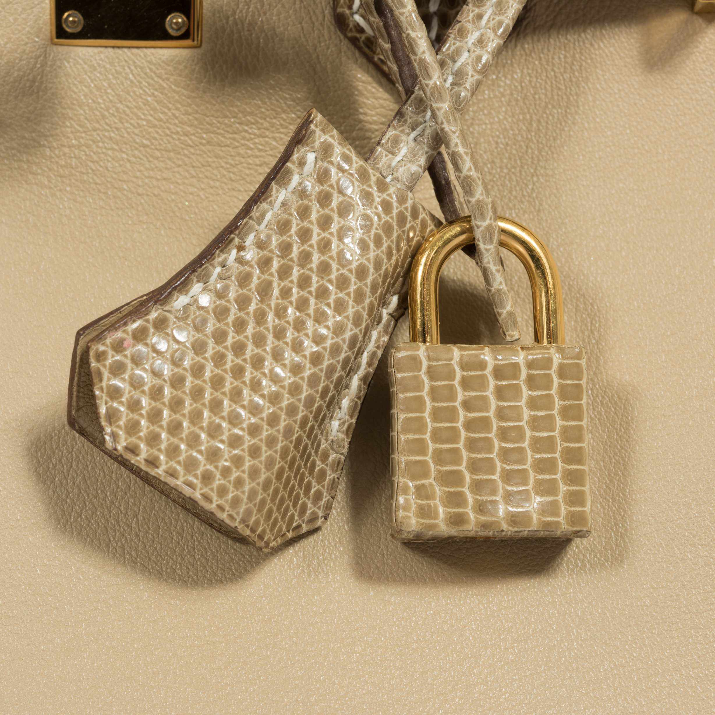 Hermès Birkin 25 HSS Argile Swift With Ficelle Lizard Gold Hardware - Special Edition