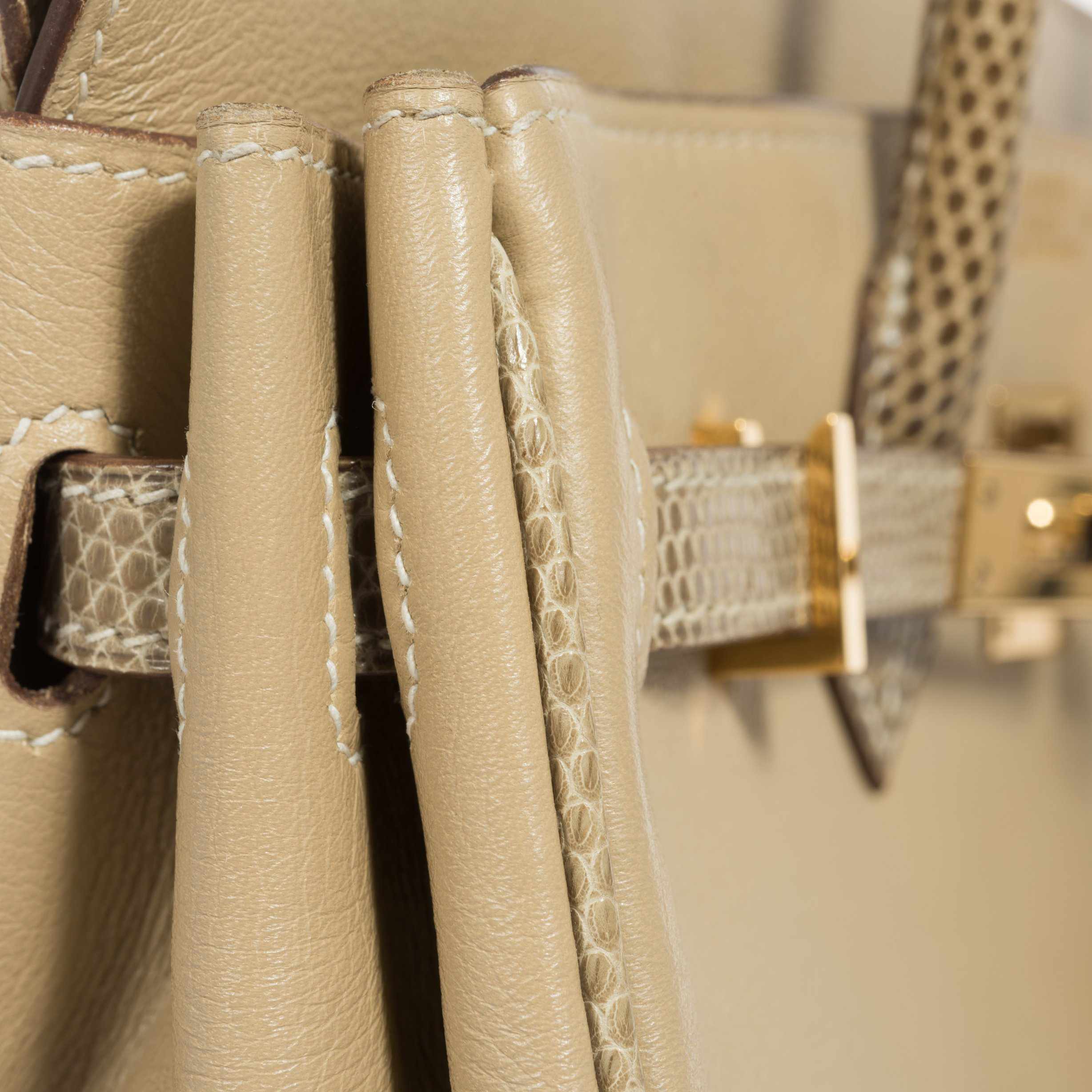 Hermès Birkin 25 HSS Argile Swift With Ficelle Lizard Gold Hardware - Special Edition