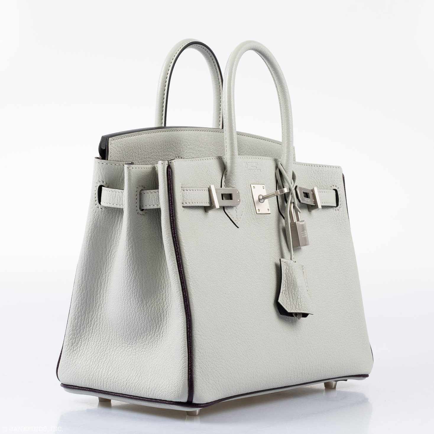 Hermès Birkin 25 HSS Bi-Color Gris Perle and Raisin Chevre Brushed Palladium Hardware - Special Edition