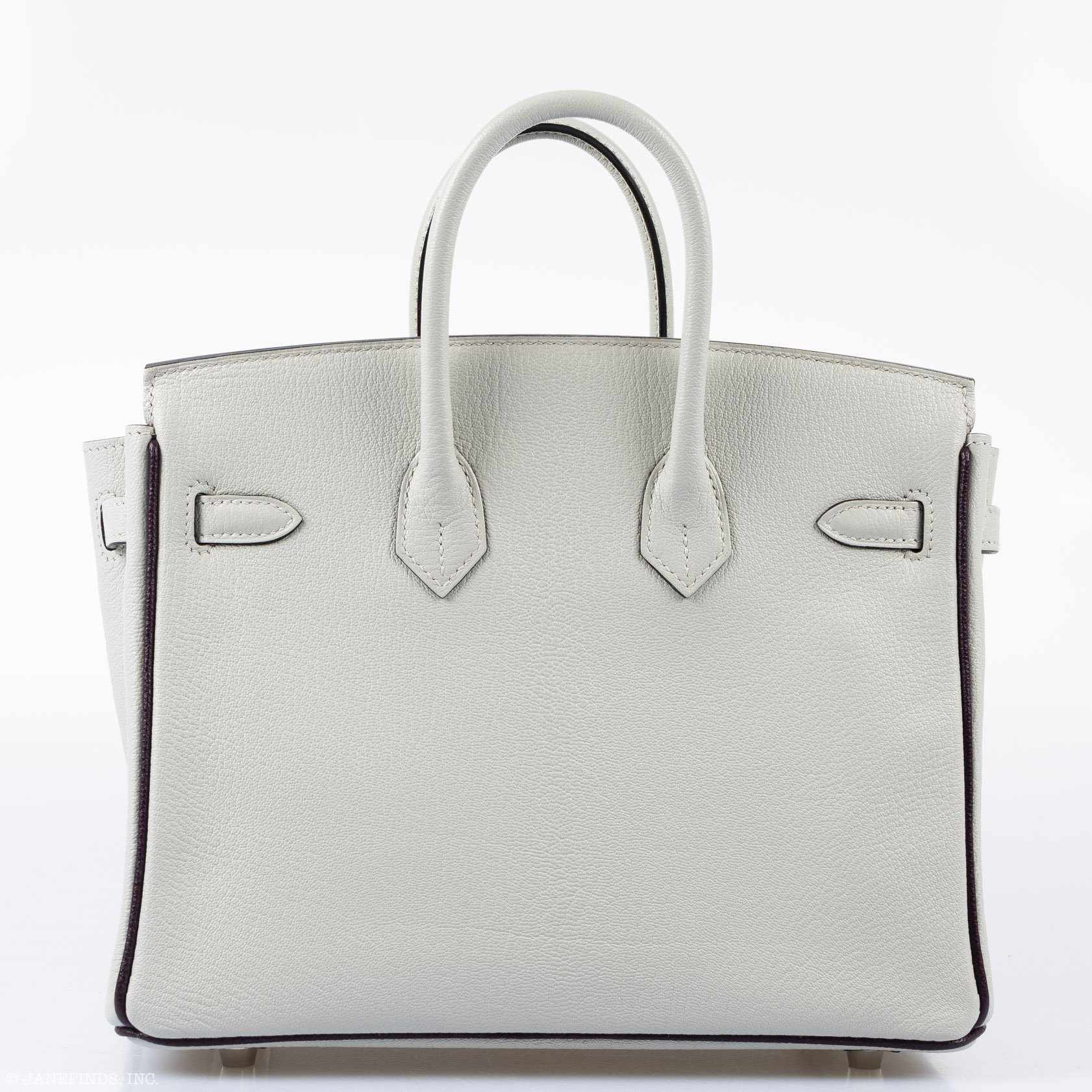 Hermès Birkin 25 HSS Bi-Color Gris Perle and Raisin Chevre Brushed Palladium Hardware - Special Edition