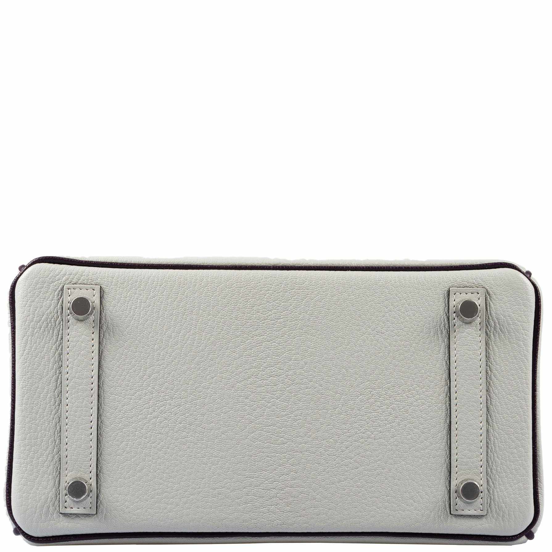 Hermès Birkin 25 HSS Bi-Color Gris Perle and Raisin Chevre Brushed Palladium Hardware - Special Edition