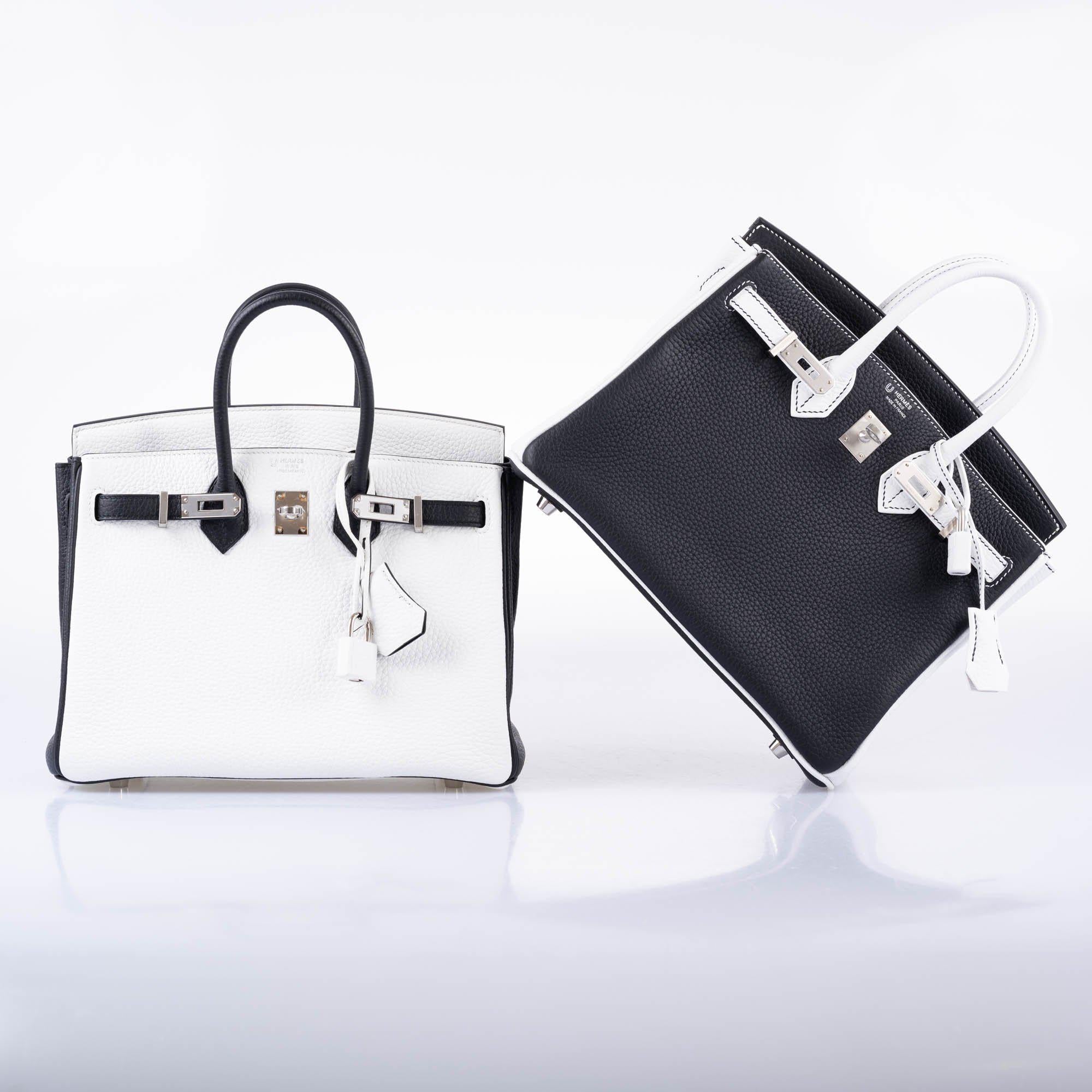 Hermès Birkin 25 HSS Blanc and Noir Togo Palladium Hardware