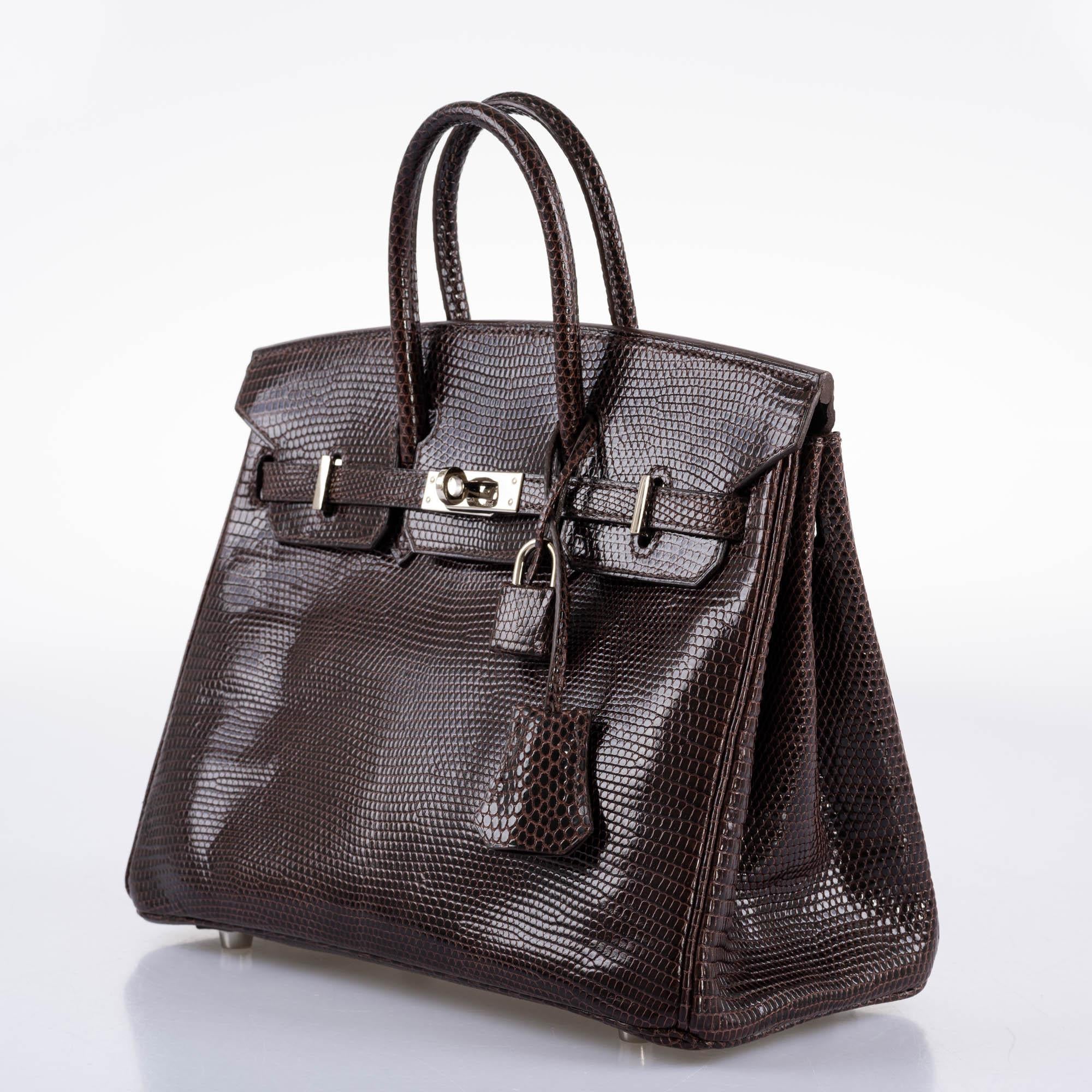 Hermès Birkin 25 Havane Nilo Lizard with Palladium Hardware - 2007, K Square