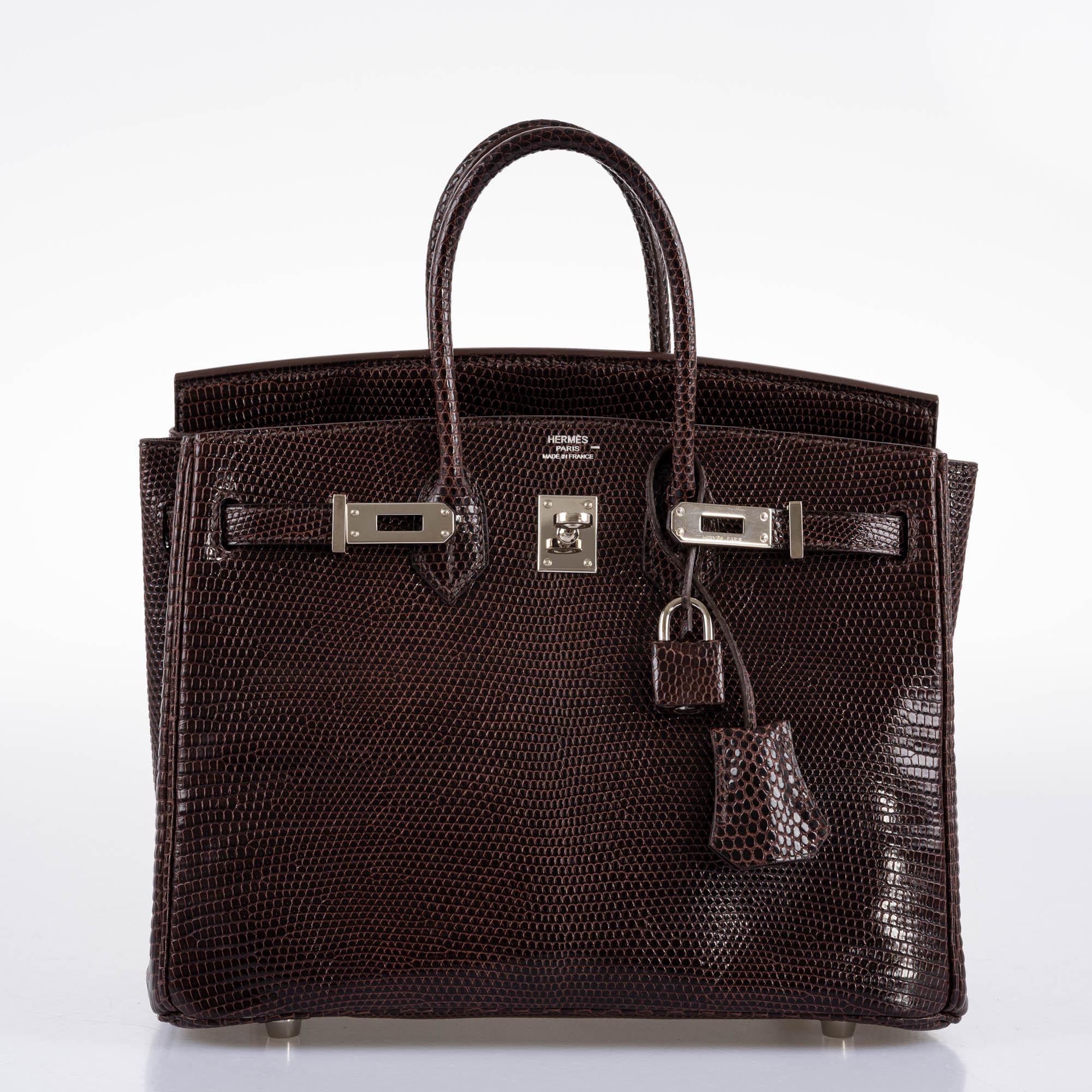 Hermès Birkin 25 Havane Nilo Lizard with Palladium Hardware - 2007, K Square