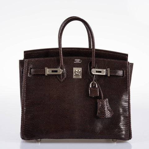 Hermès Birkin 25 Havane Nilo Lizard with Palladium Hardware - 2007, K Square