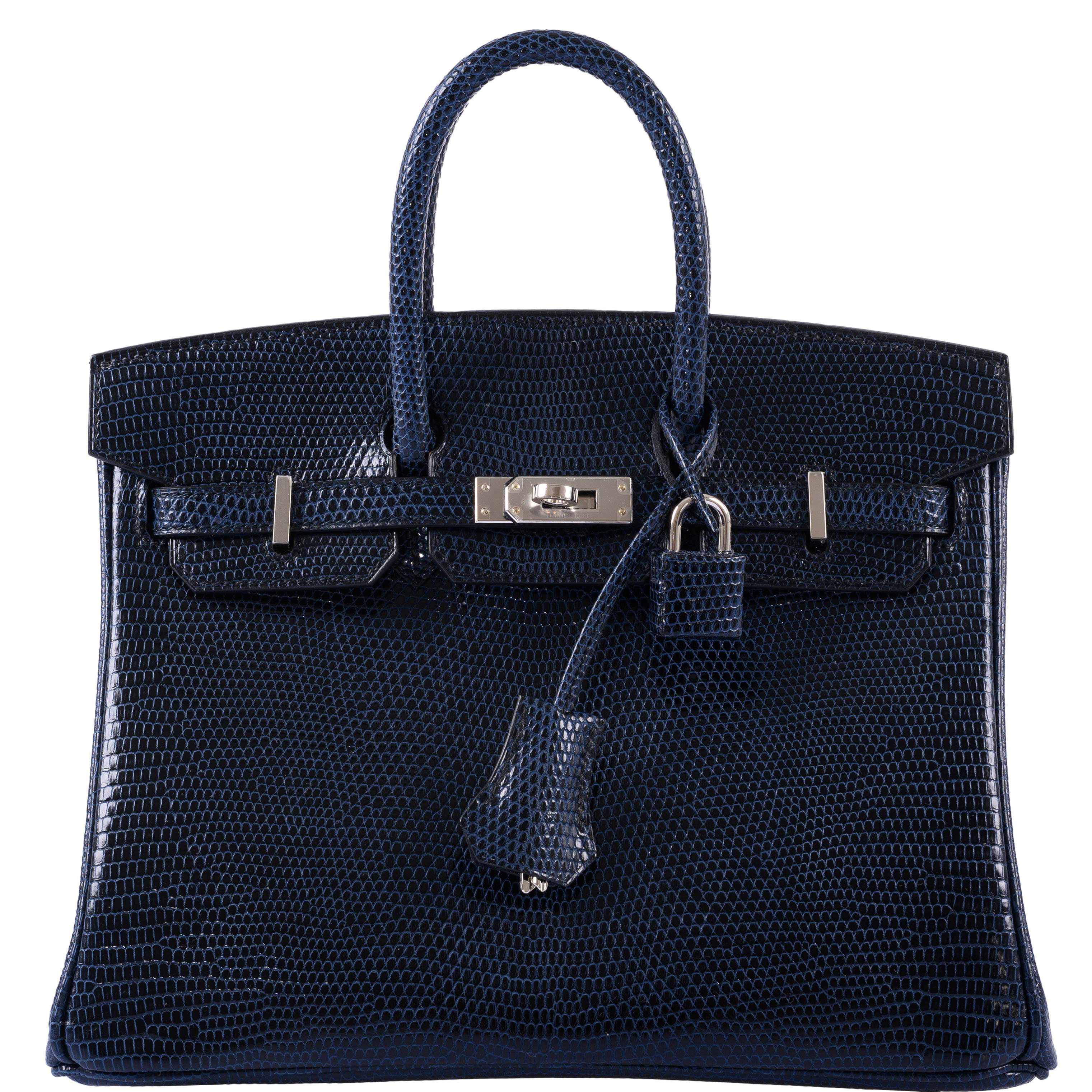 Hermès Birkin 25 Indigo Lizard Palladium Hardware - 2019
