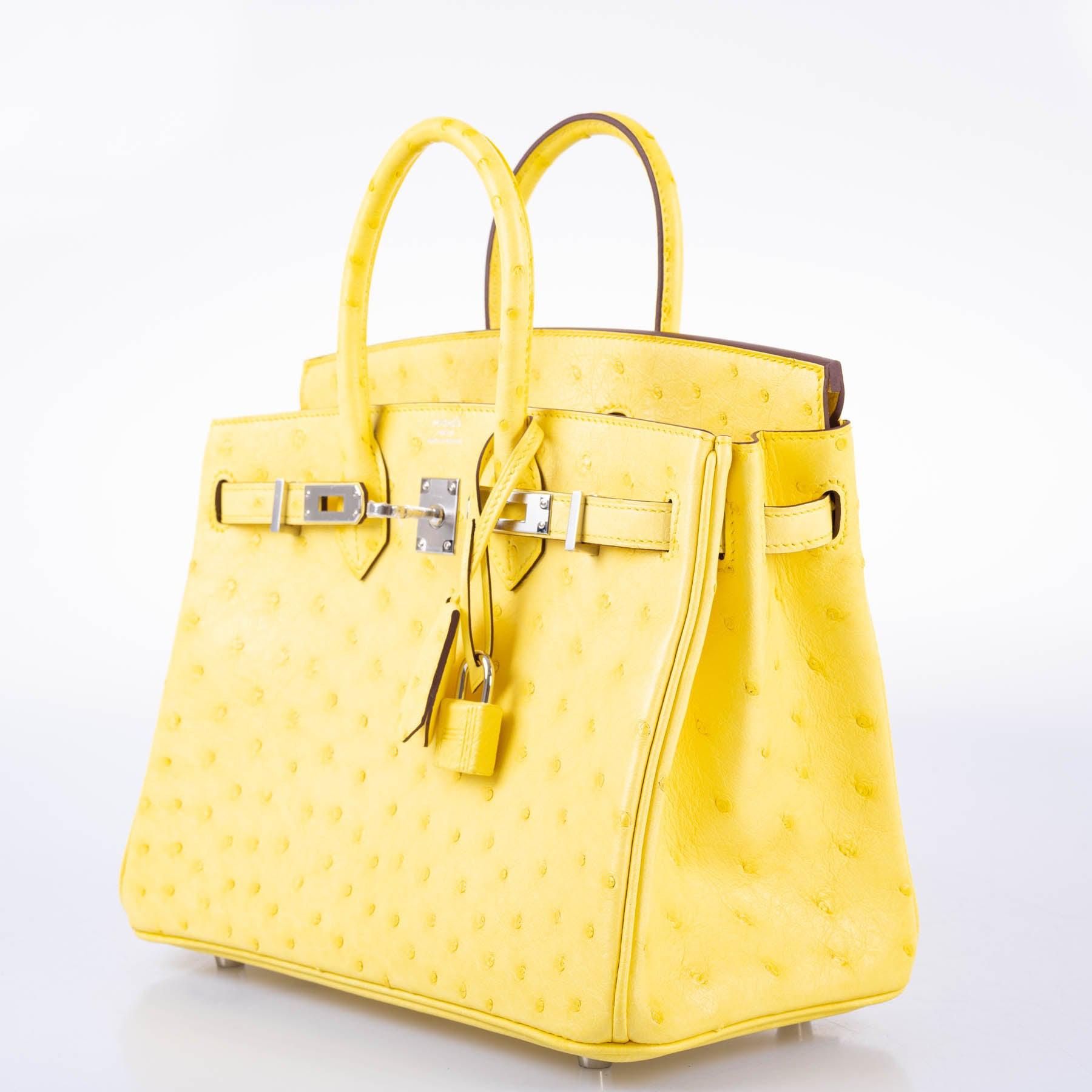 Hermès Birkin 25 Jaune Citron Ostrich Palladium Hardware