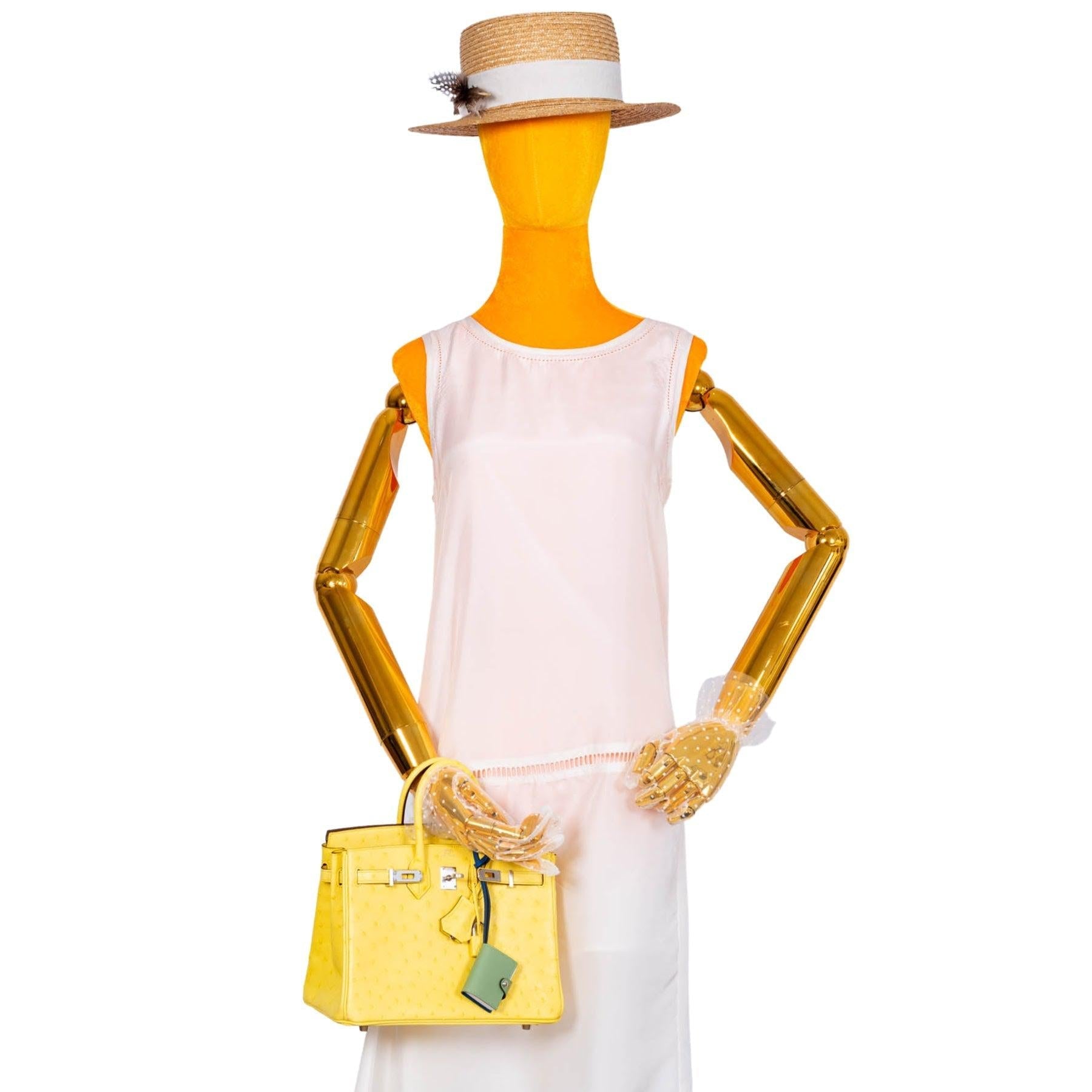 Hermès Birkin 25 Jaune Citron Ostrich Palladium Hardware