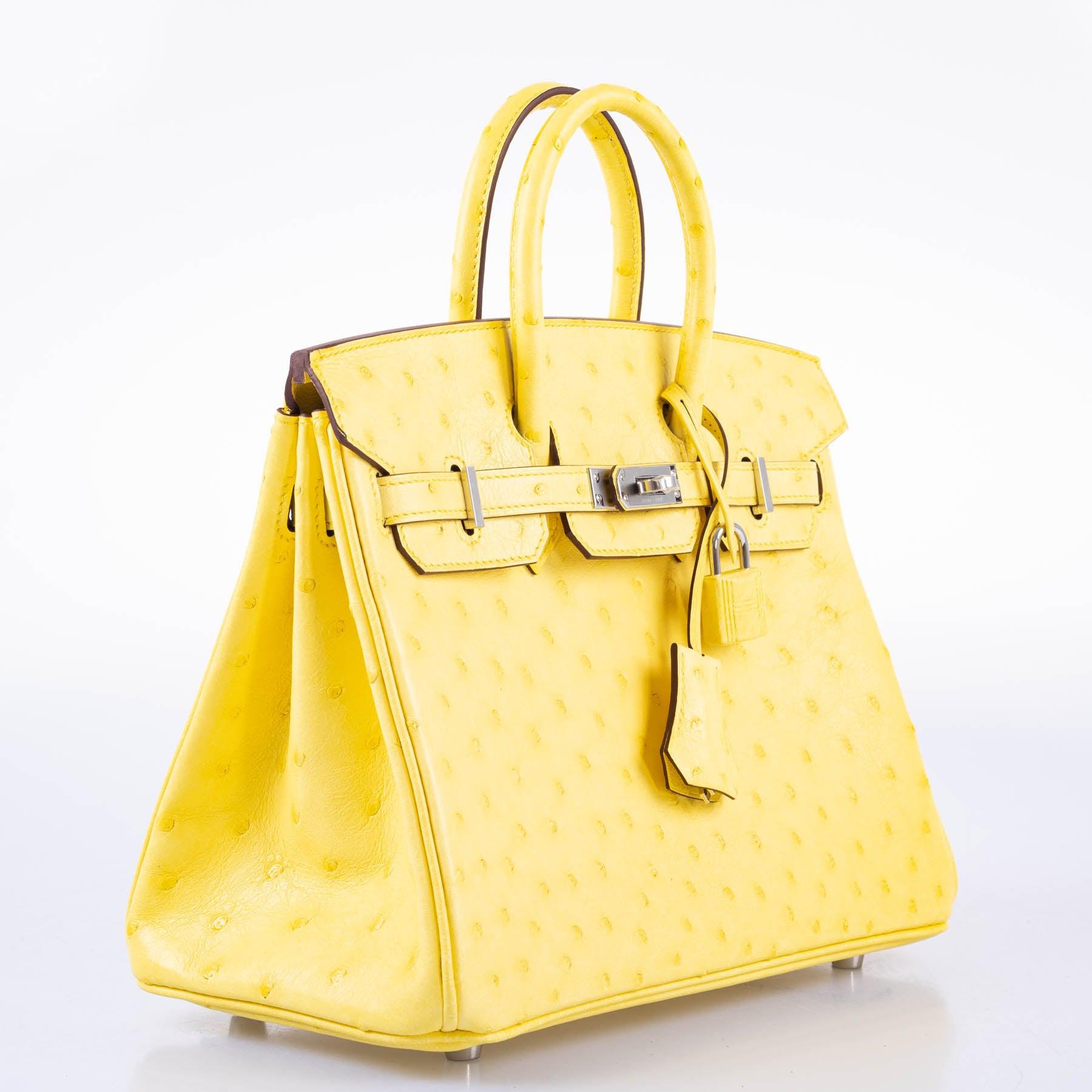 Hermès Birkin 25 Jaune Citron Ostrich Palladium Hardware