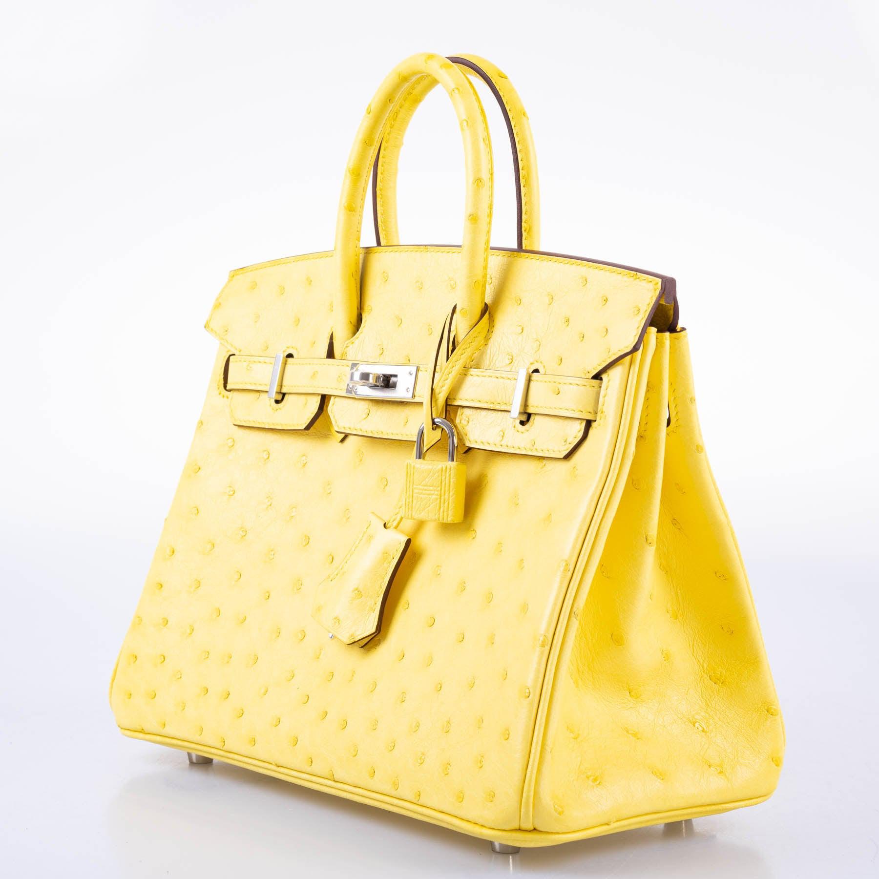 Hermès Birkin 25 Jaune Citron Ostrich Palladium Hardware