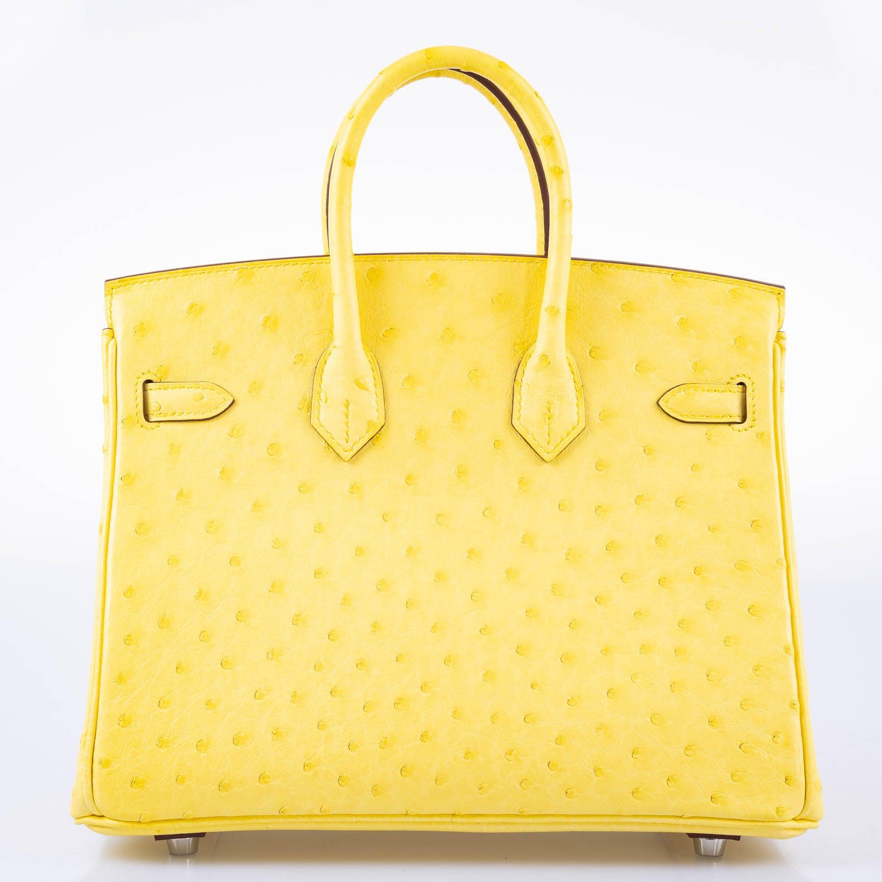 Hermès Birkin 25 Jaune Citron Ostrich Palladium Hardware