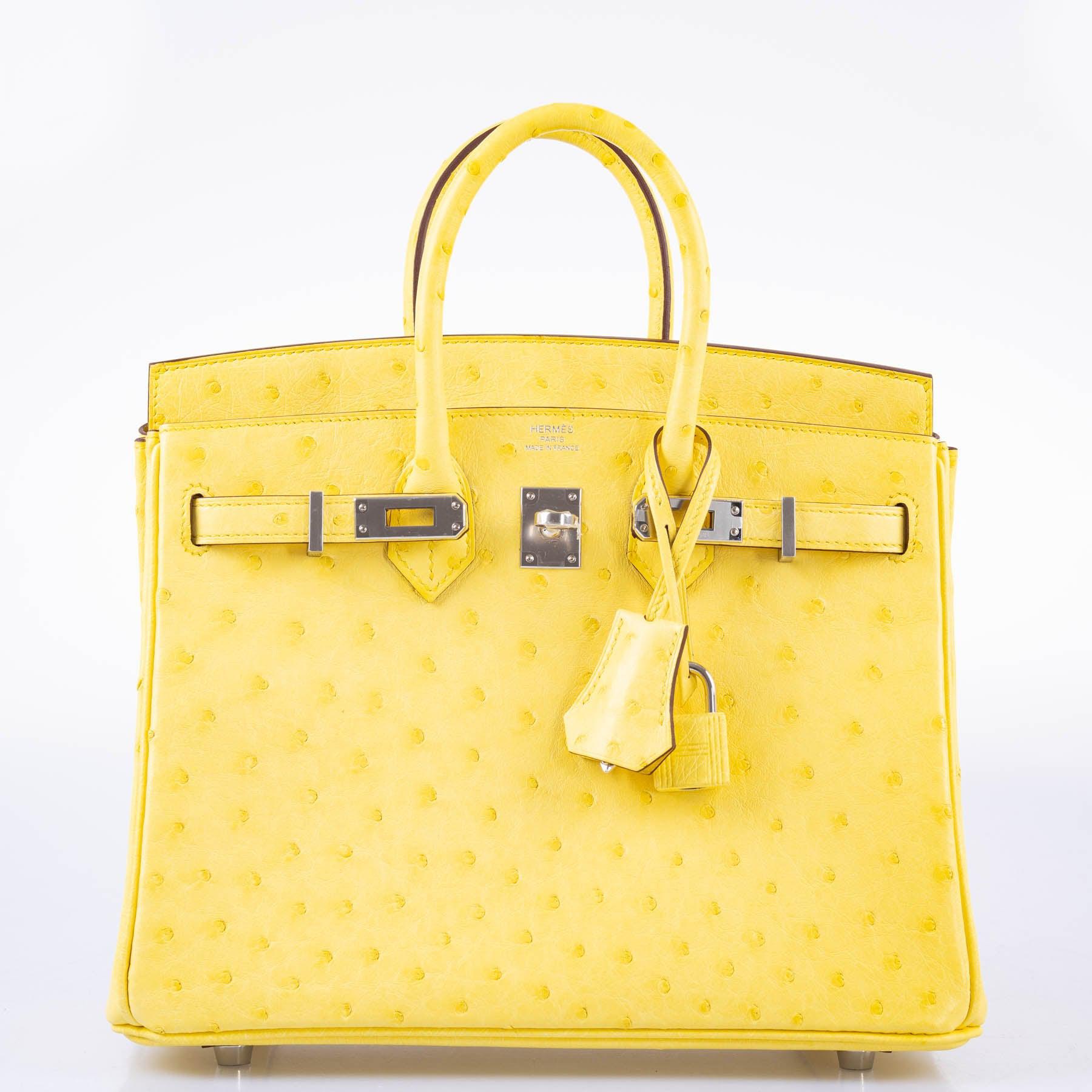 Hermès Birkin 25 Jaune Citron Ostrich Palladium Hardware