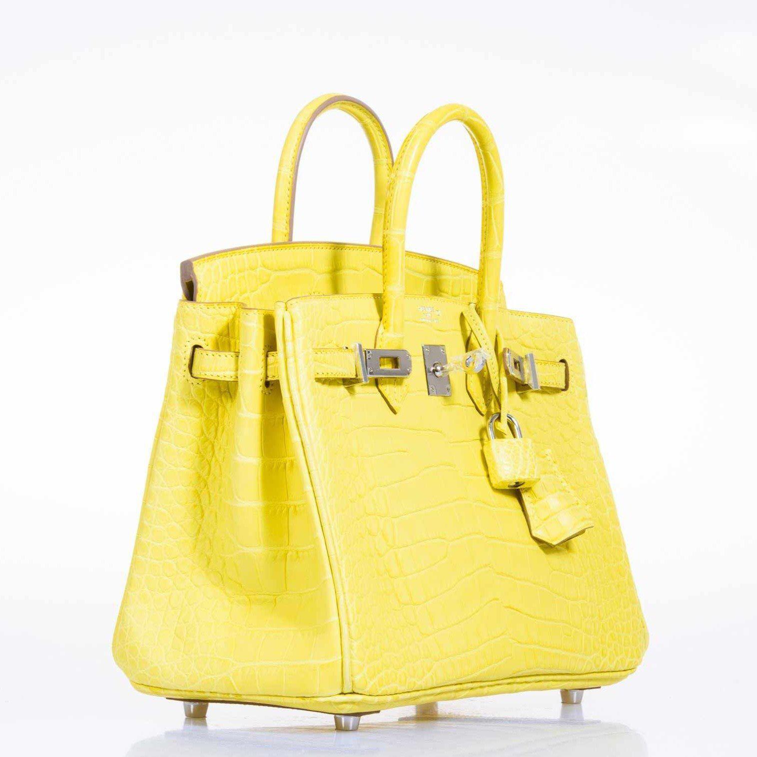 Hermès Birkin 25 Lime Yellow Matte Alligator Palladium Hardware - 2018, C