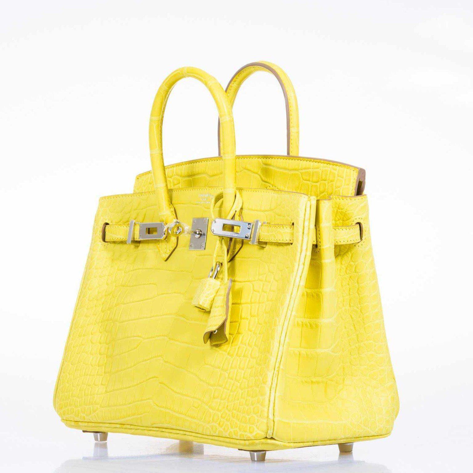 Hermès Birkin 25 Lime Yellow Matte Alligator Palladium Hardware - 2018, C