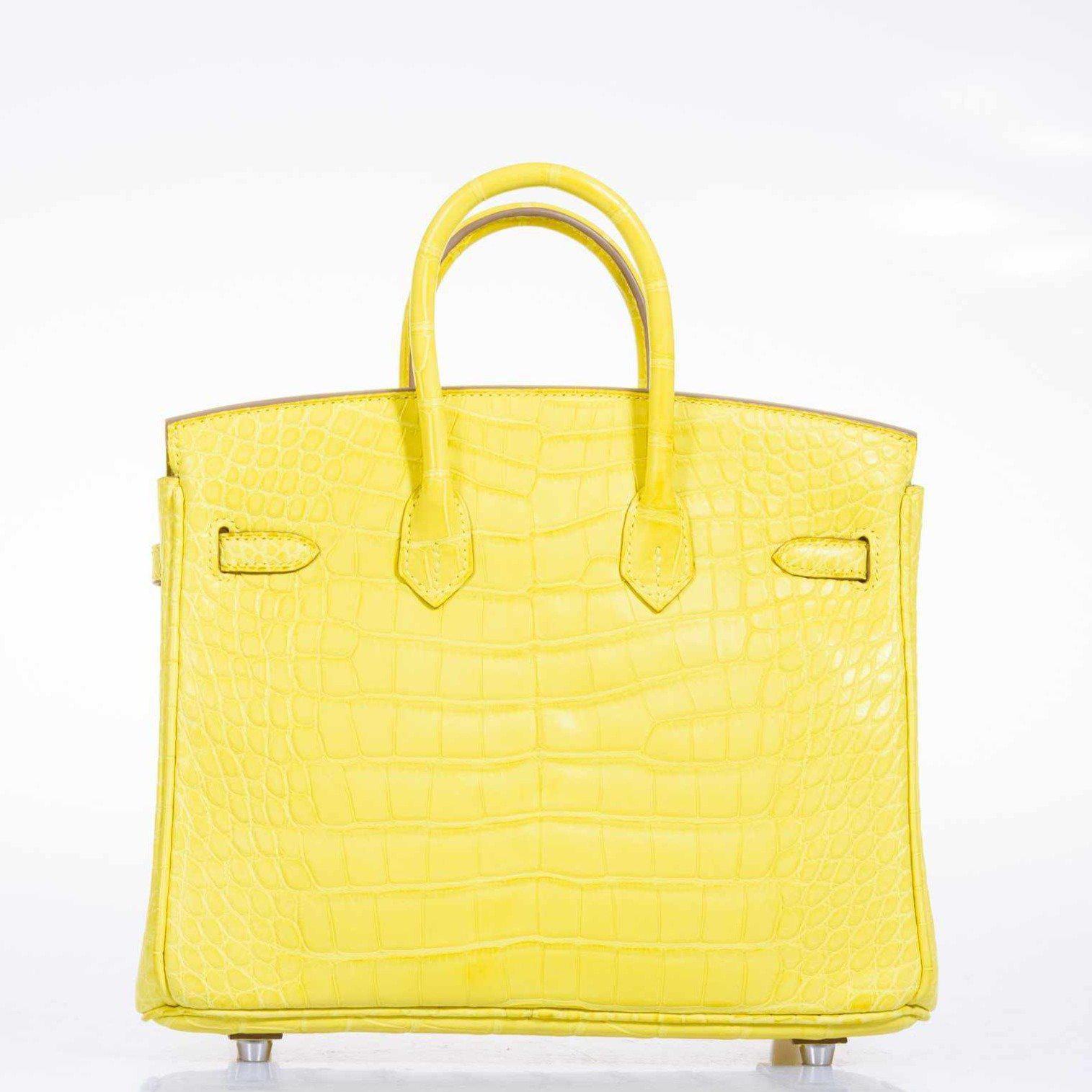 Hermès Birkin 25 Lime Yellow Matte Alligator Palladium Hardware - 2018, C