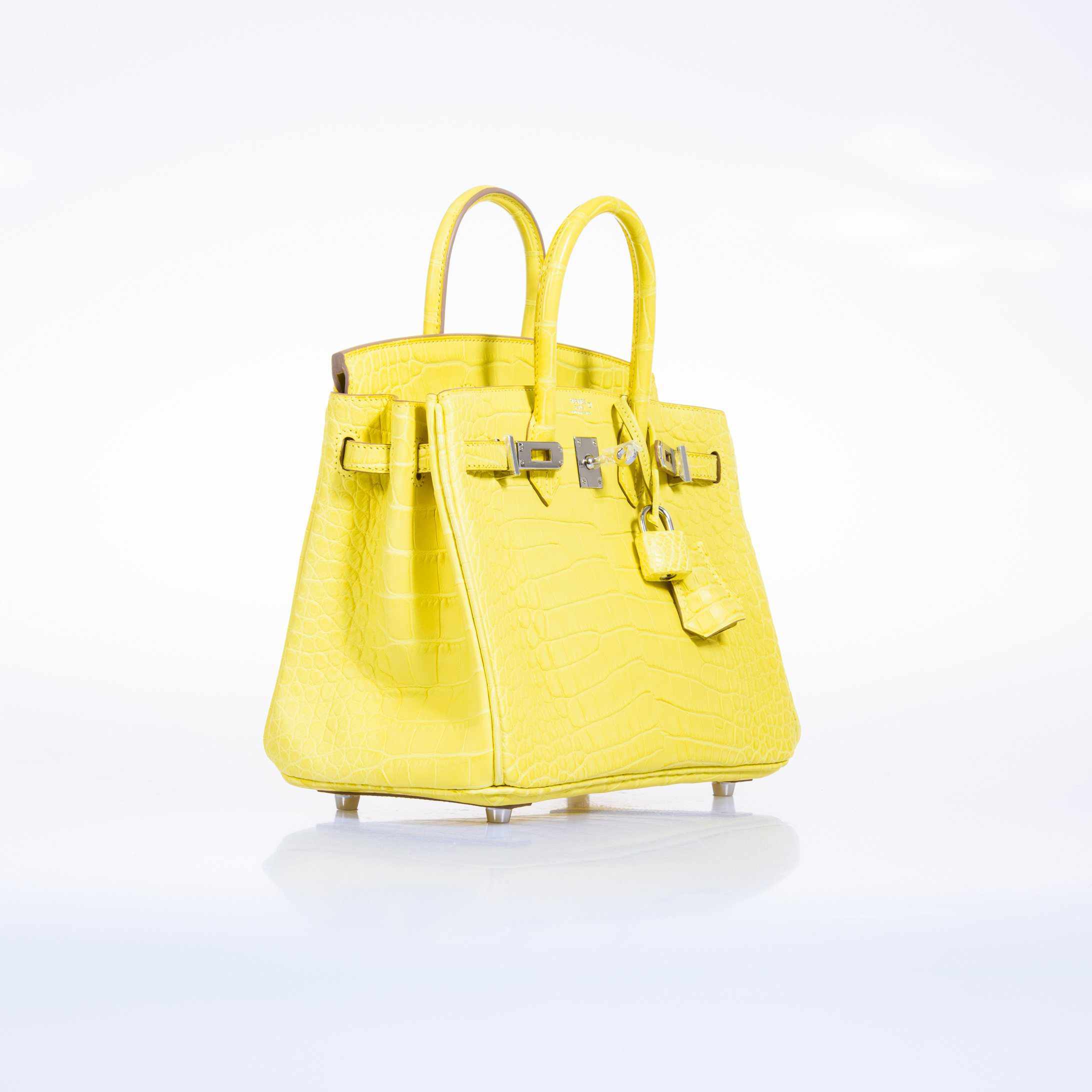 Hermès Birkin 25 Lime Yellow Matte Alligator Palladium Hardware
