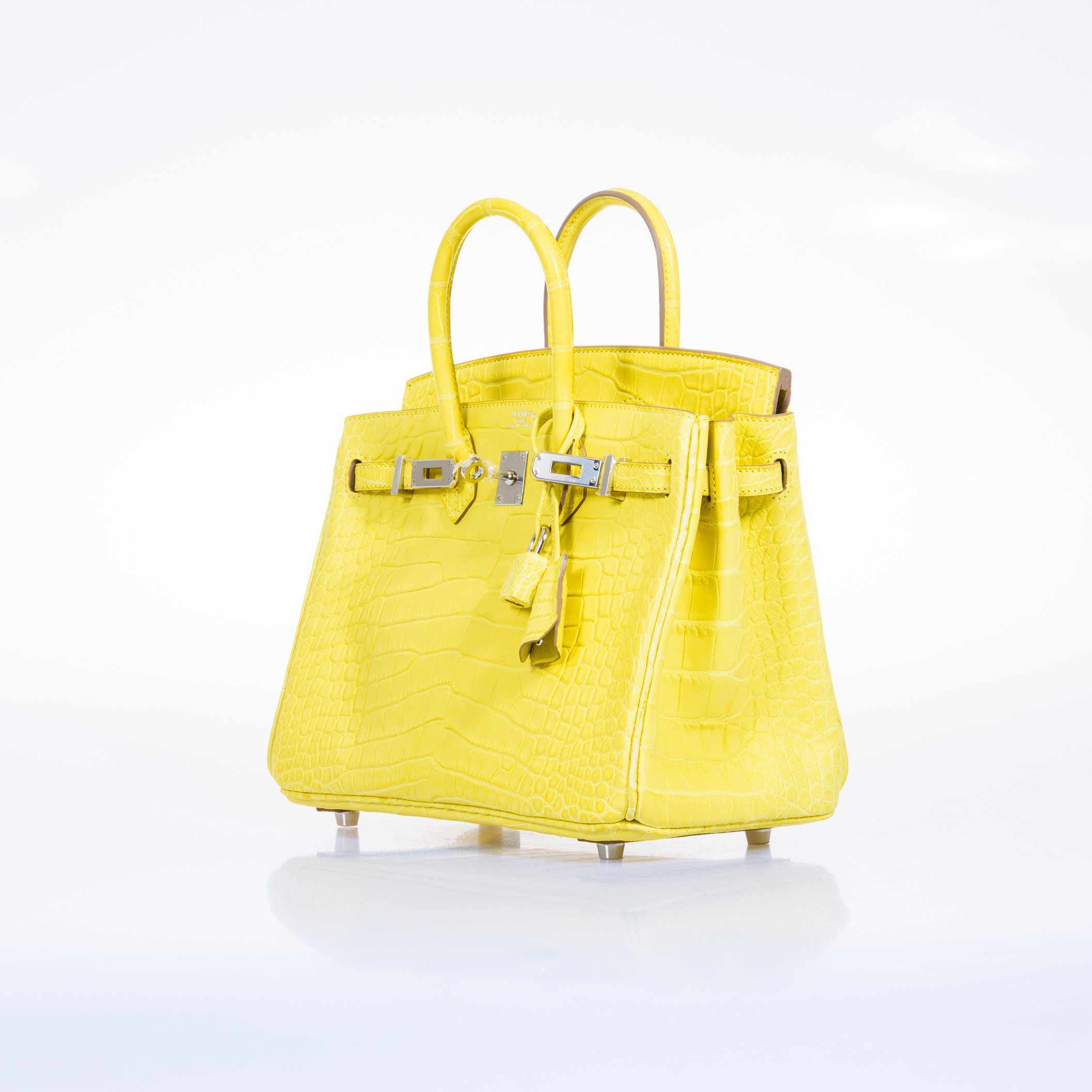 Hermès Birkin 25 Lime Yellow Matte Alligator Palladium Hardware