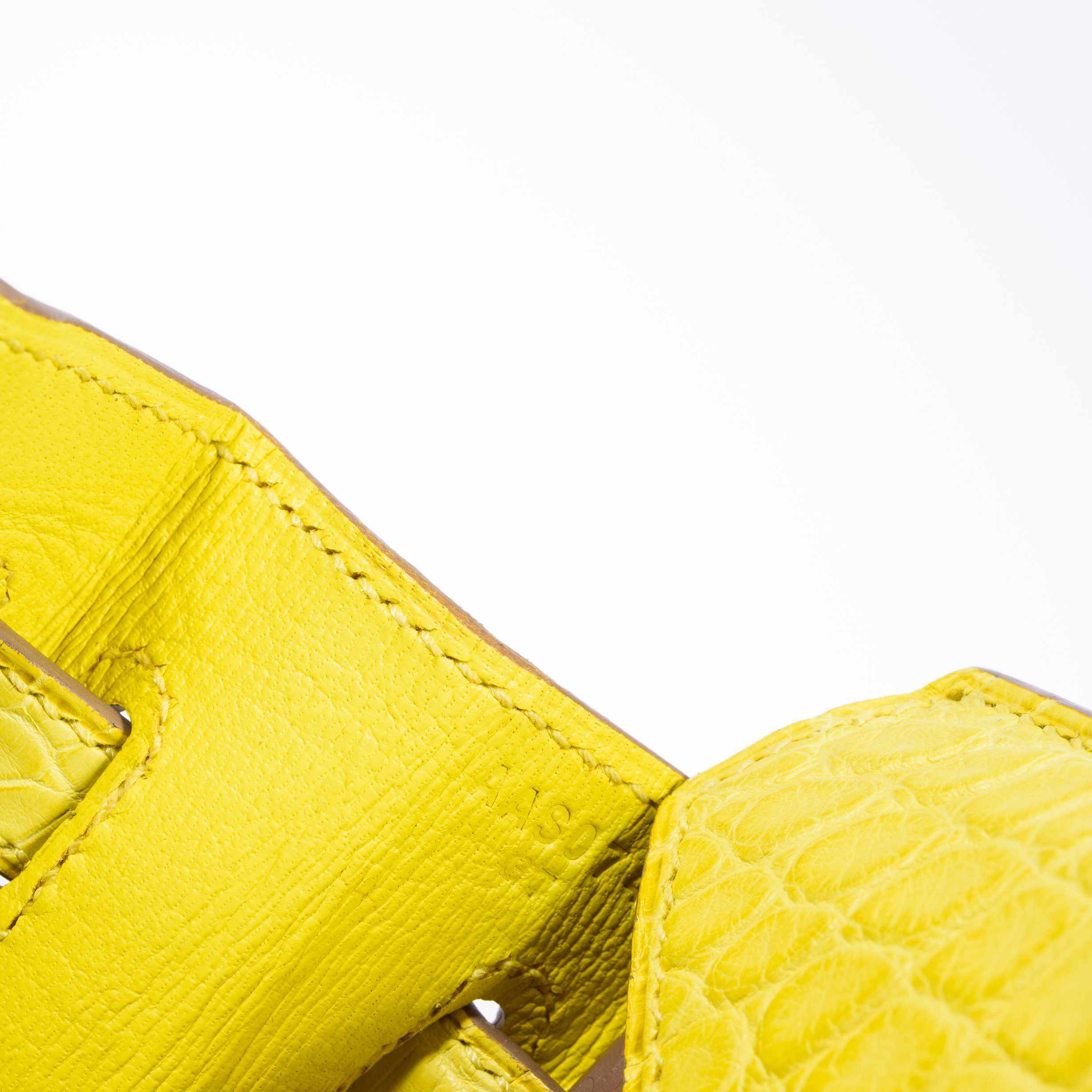 Hermès Birkin 25 Lime Yellow Matte Alligator Palladium Hardware