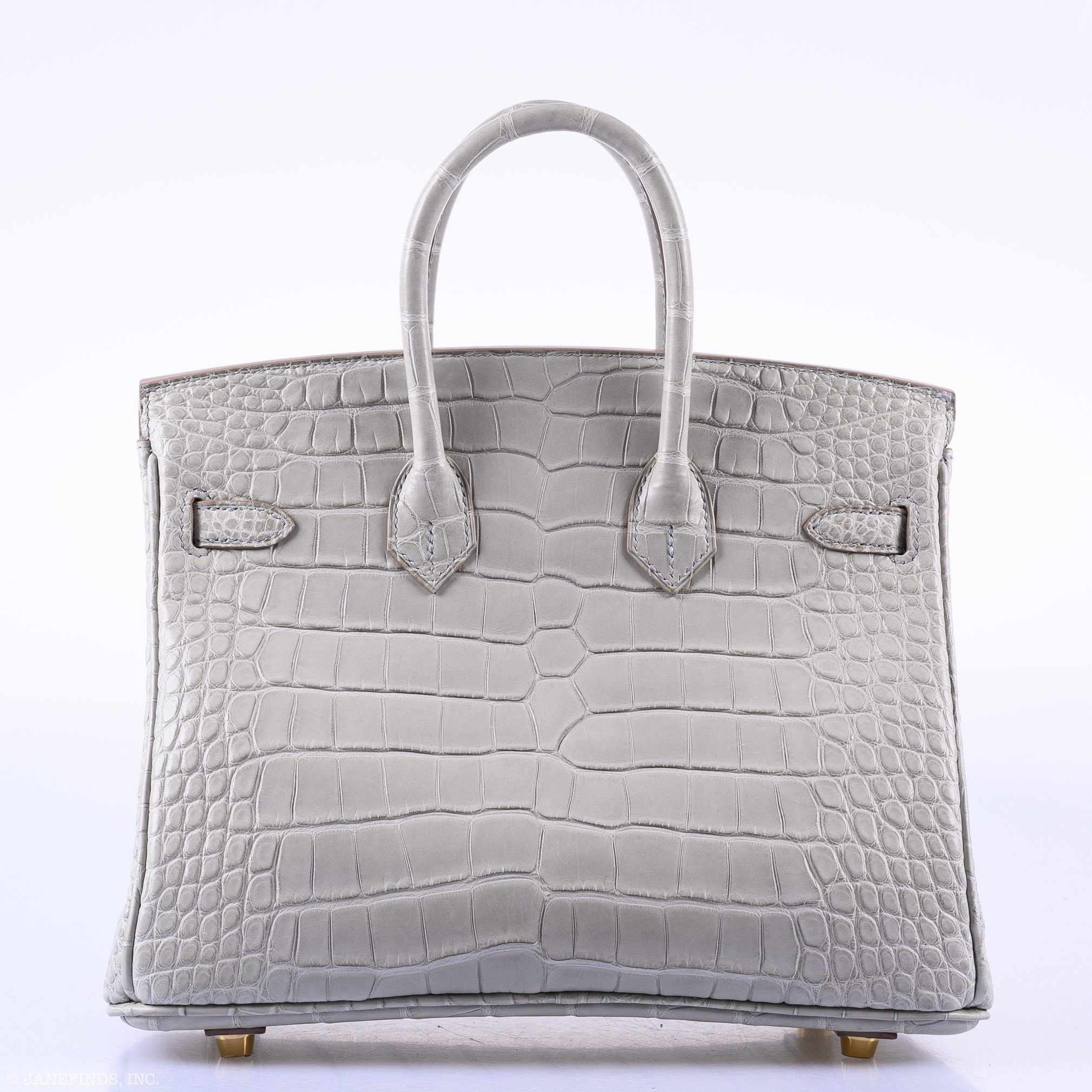 Hermès Birkin 25 Matte Gris Perle Alligator Gold Hardware - 2019, D