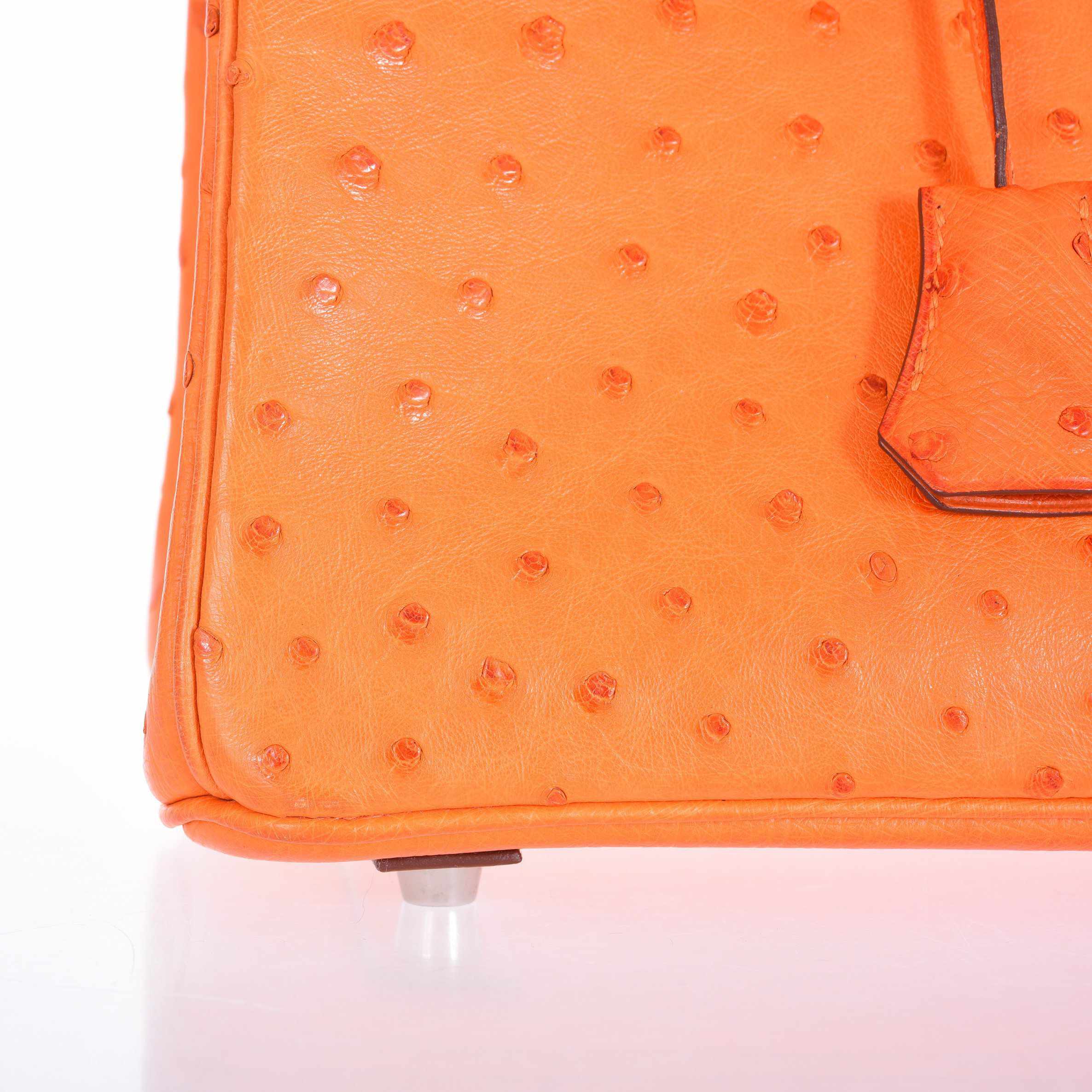 Hermès Birkin 25 Ostrich Tangerine Orange Palladium