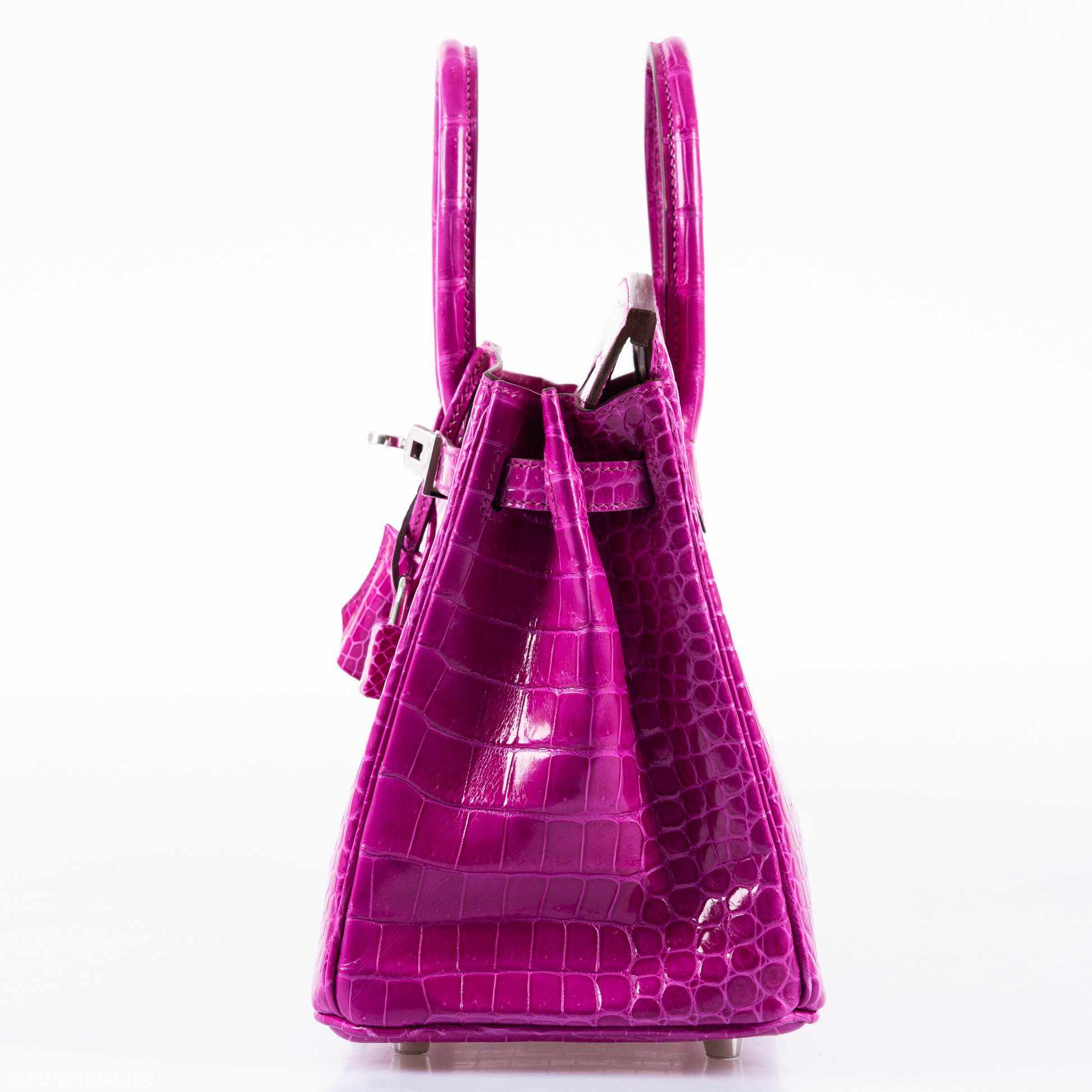 Hermès Birkin 25 Rose Scheherazade Porosus Crocodile Palladium Hardware