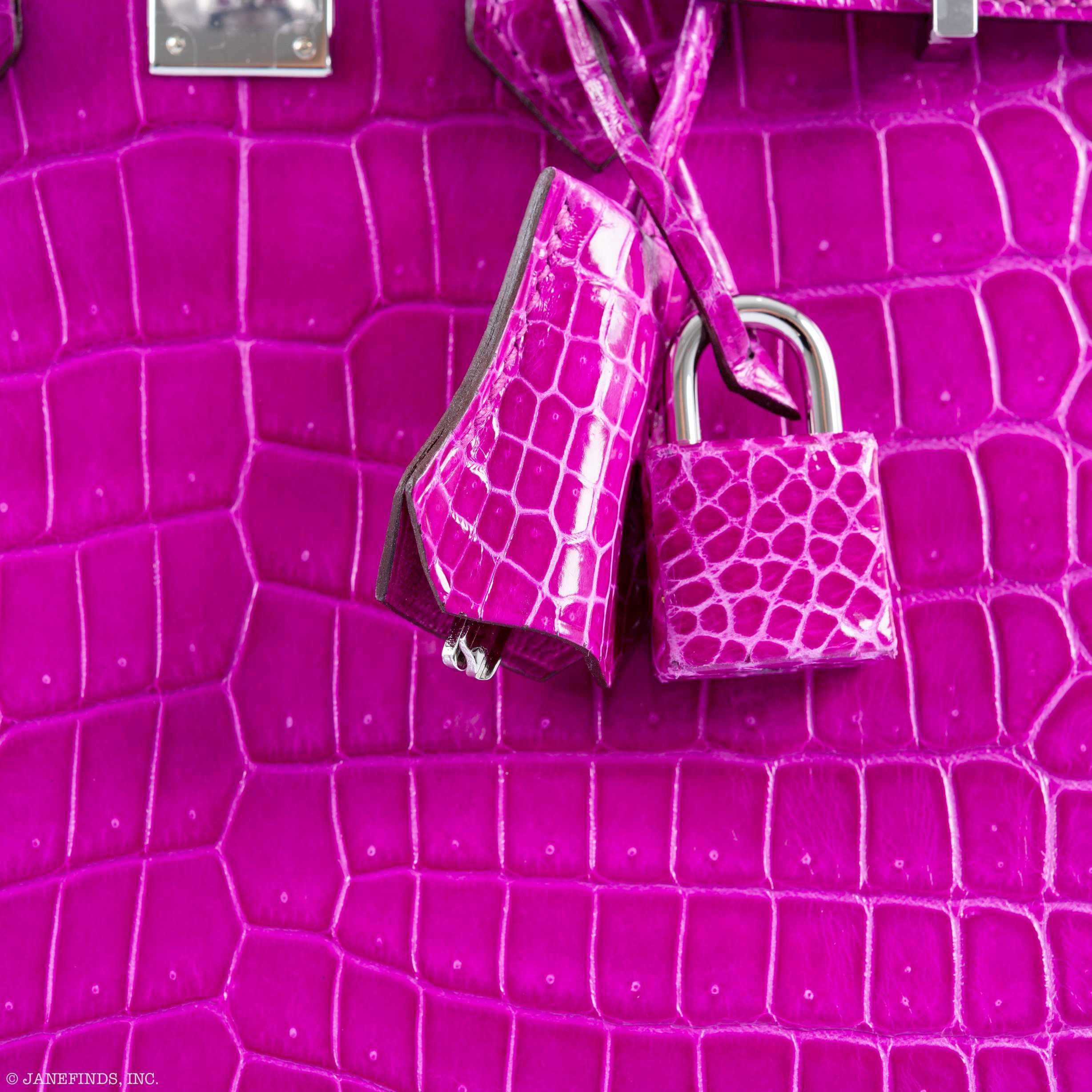 Hermès Birkin 25 Rose Scheherazade Porosus Crocodile Palladium Hardware