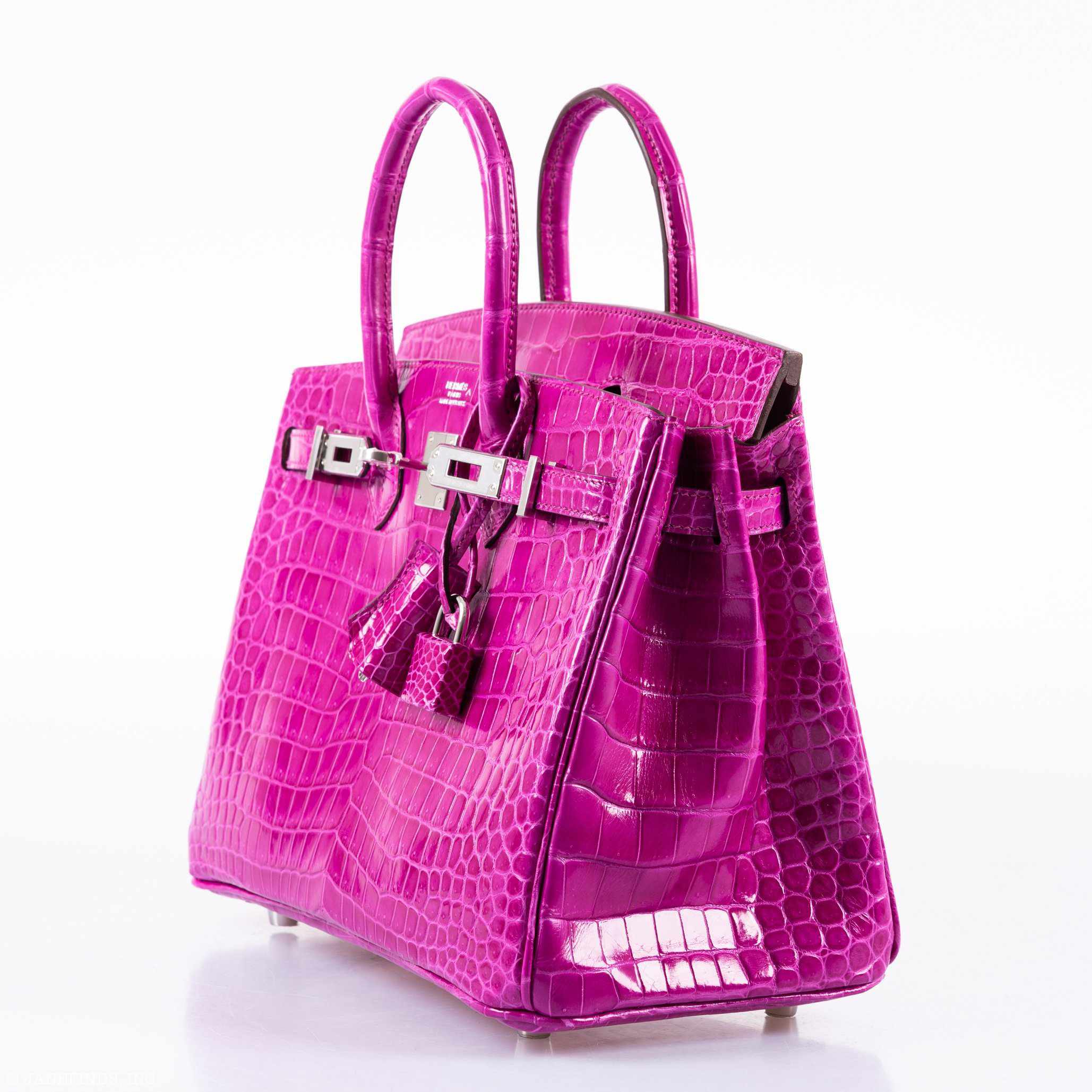 Hermès Birkin 25 Rose Scheherazade Porosus Crocodile Palladium Hardware