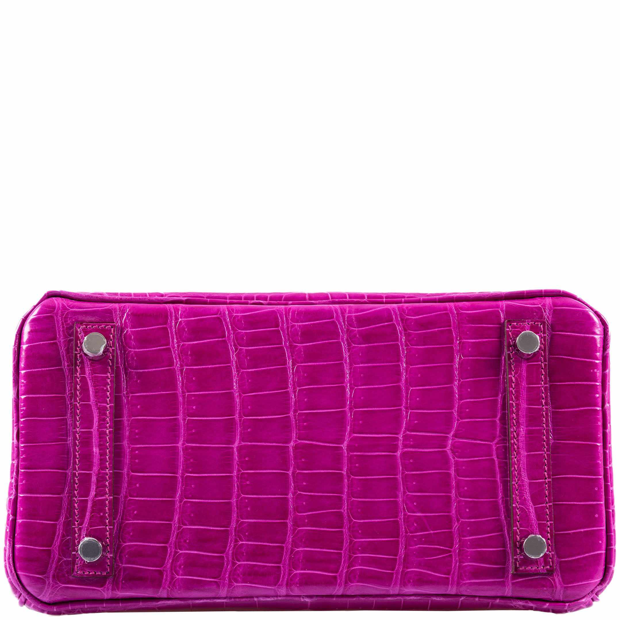 Hermès Birkin 25 Rose Scheherazade Porosus Crocodile Palladium Hardware