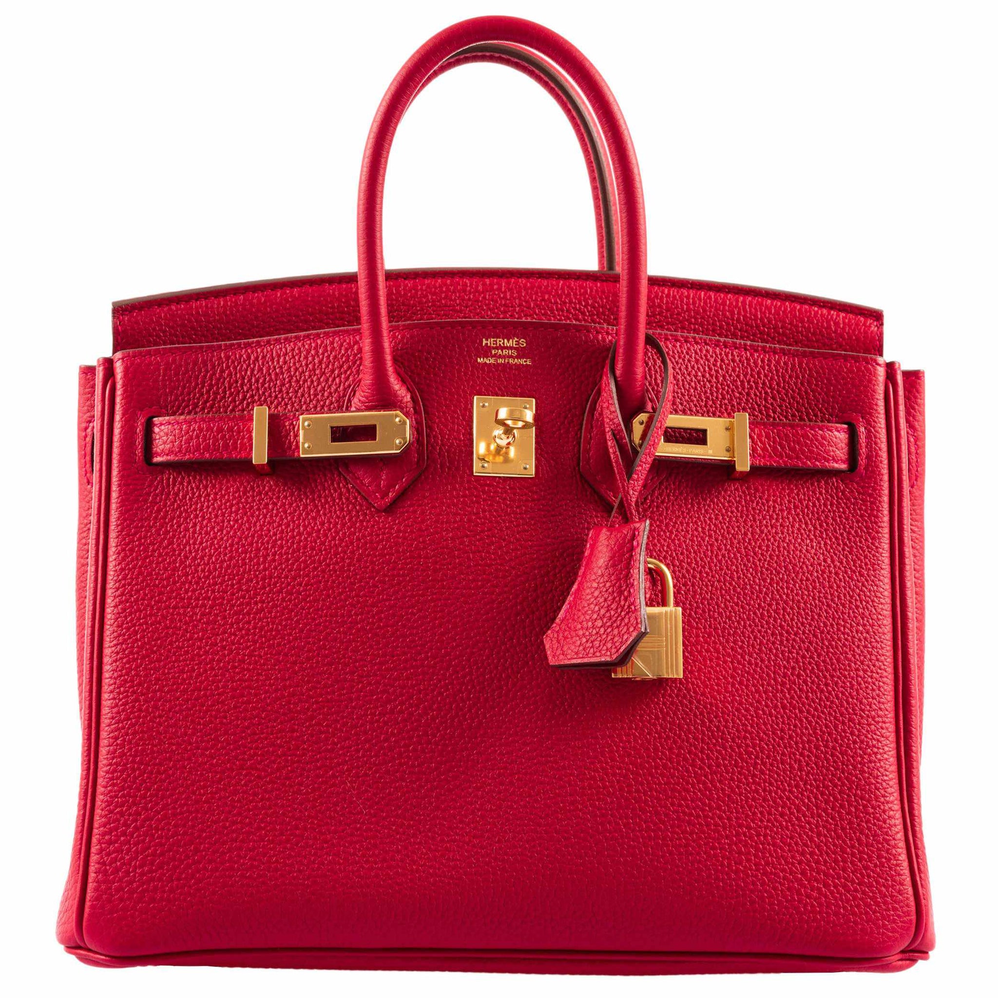 Hermes Birkin 30 Bag Lipstick Red Rouge Vif Togo Leather with Gold