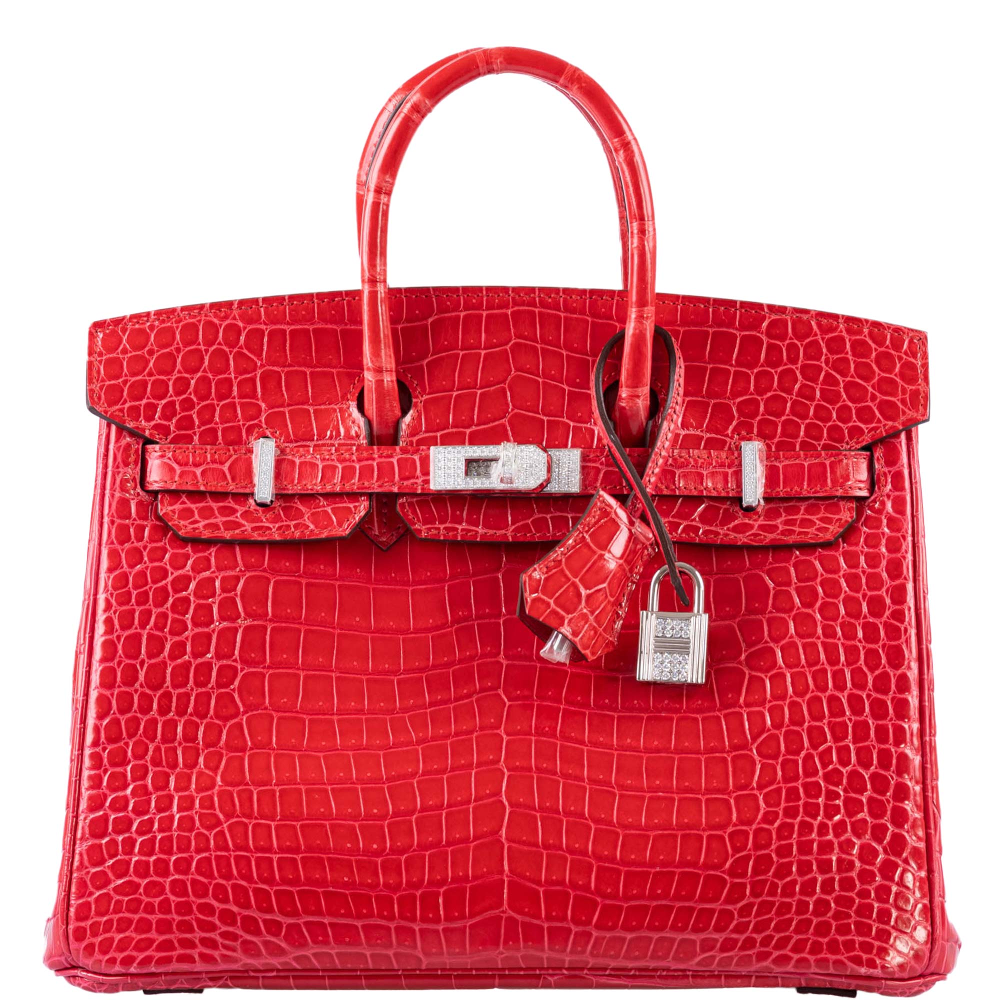 Hermès Birkin 25 Rouge de Coeur Sellier Crocodile Porosus Lisse Gold  Hardware GHW