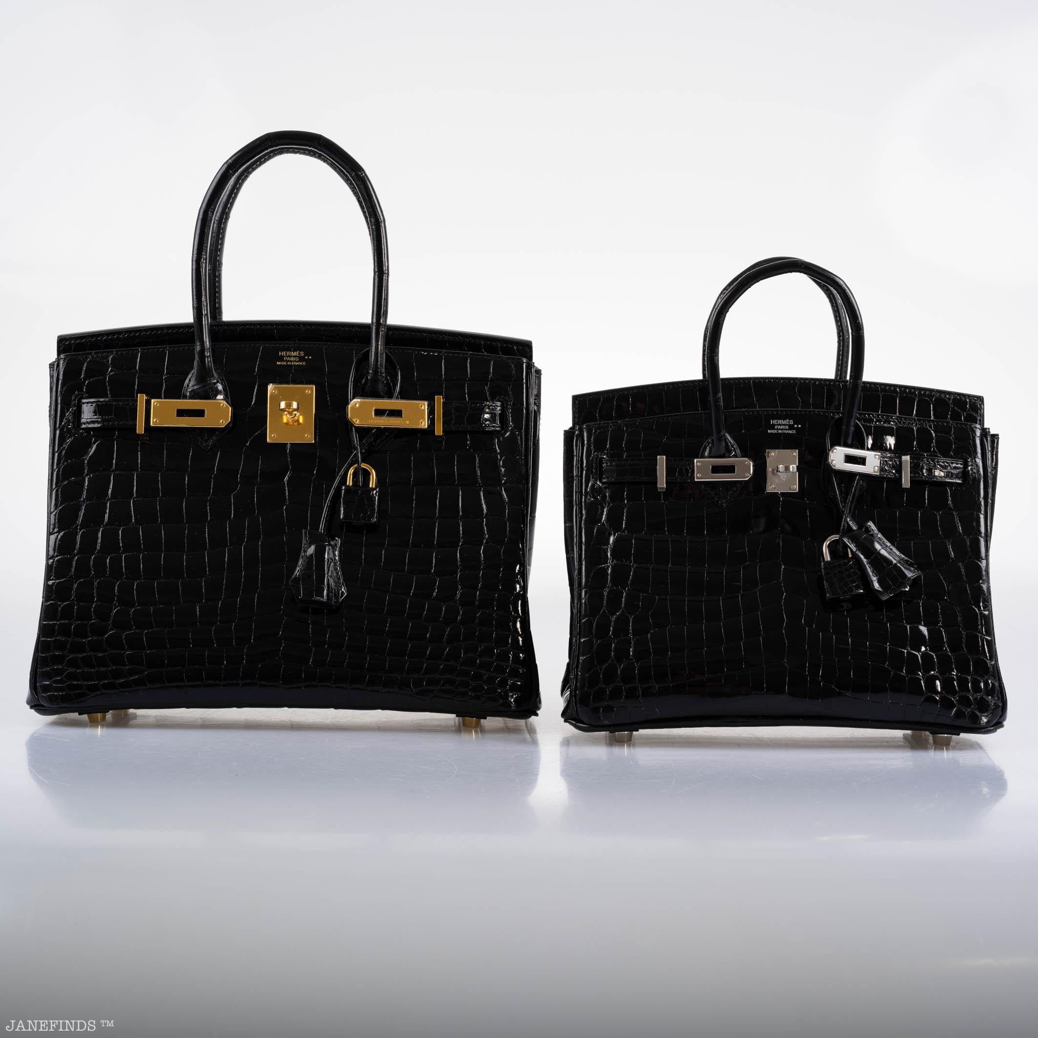 Hermès Birkin 25 Shiny Black Niloticus Crocodile with Palladium Hardware - 2019, D