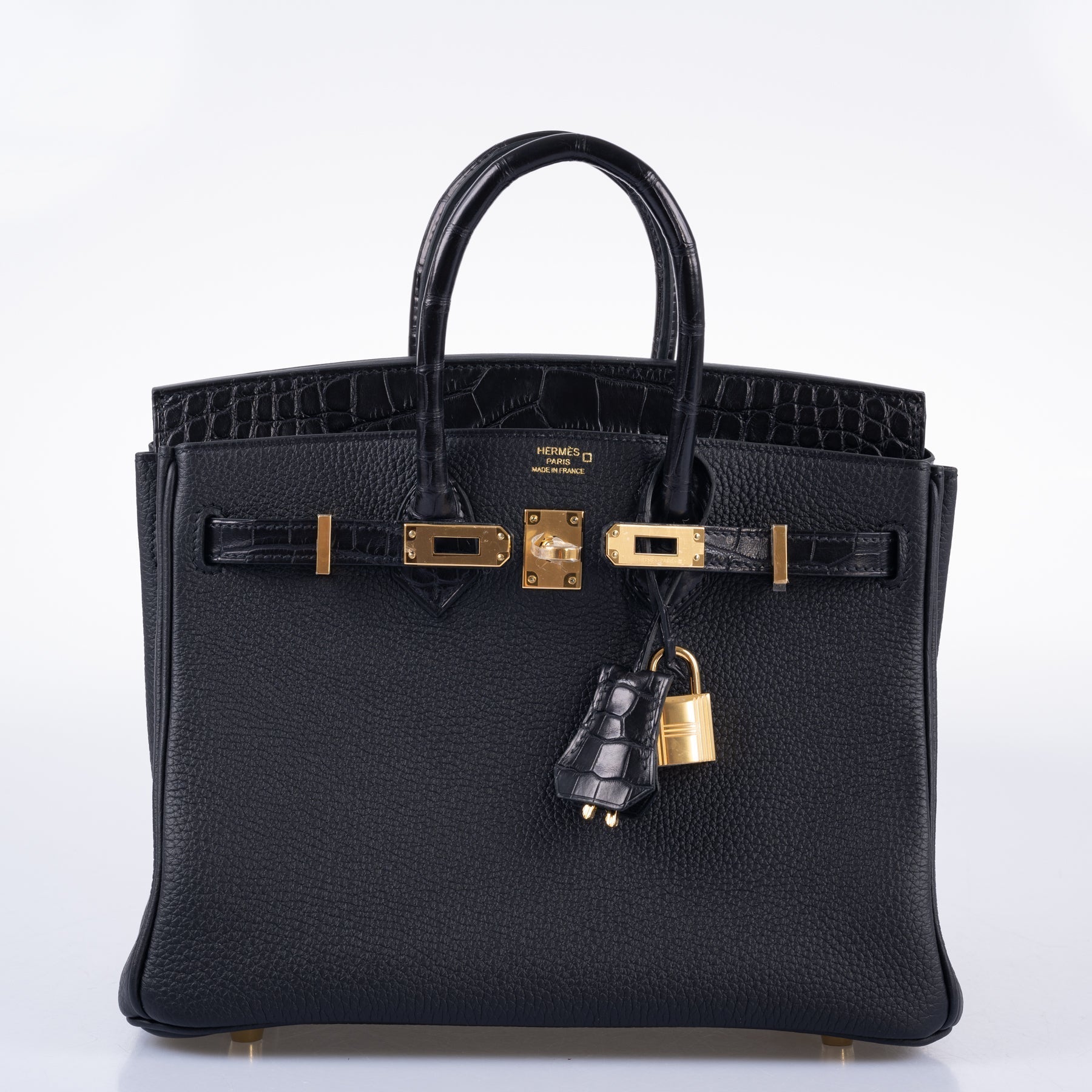 Hermès Birkin 25 Touch Black Togo and Matte Alligator Gold Hardware