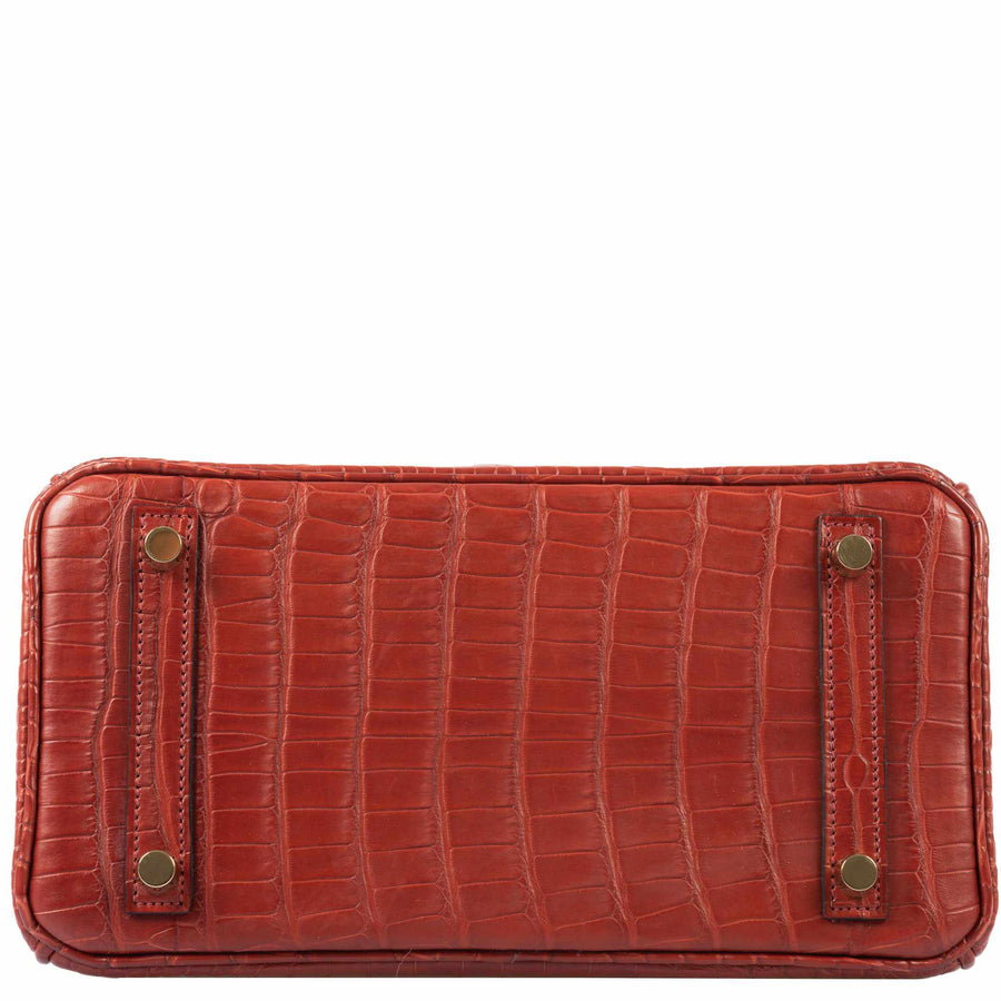 Hermès Birkin 25 Verso Rouge H Matte Alligator Orange Interior Gold Hardware