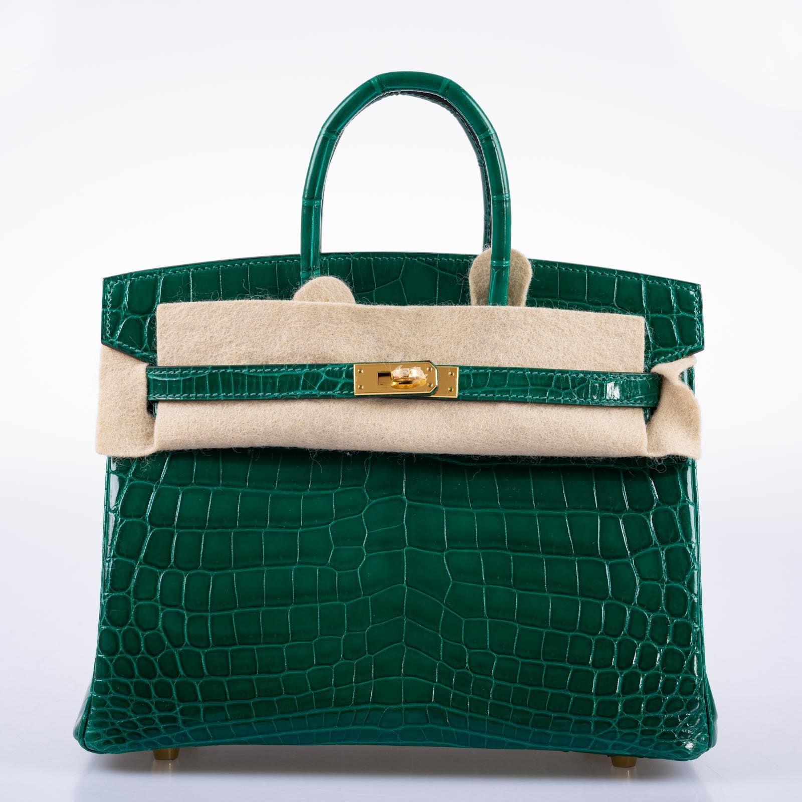 Hermès Birkin 25 Vert Emerald Shiny Niloticus Crocodile Gold Hardware