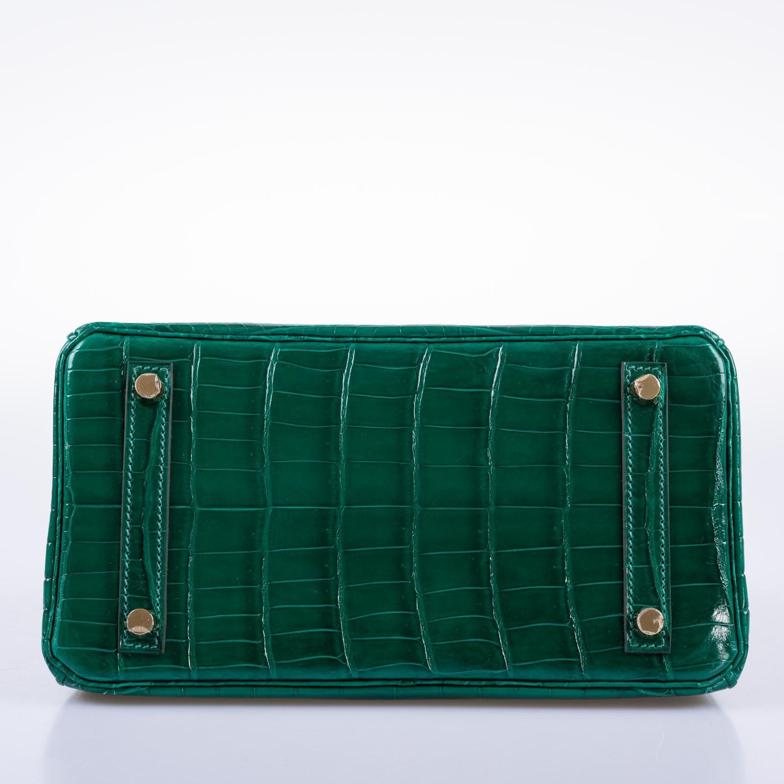 Hermès Birkin 25 Vert Emerald Shiny Niloticus Crocodile Gold Hardware