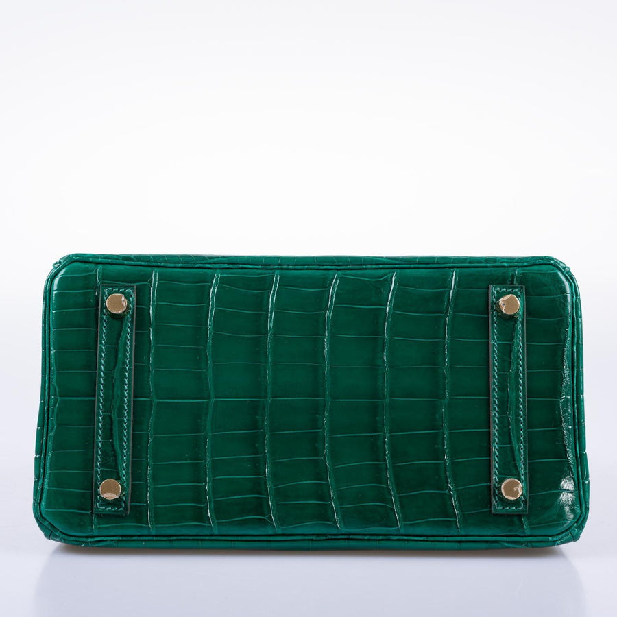 Hermès Birkin 25 Vert Émeraude Shiny Niloticus Crocodile Gold Hardware