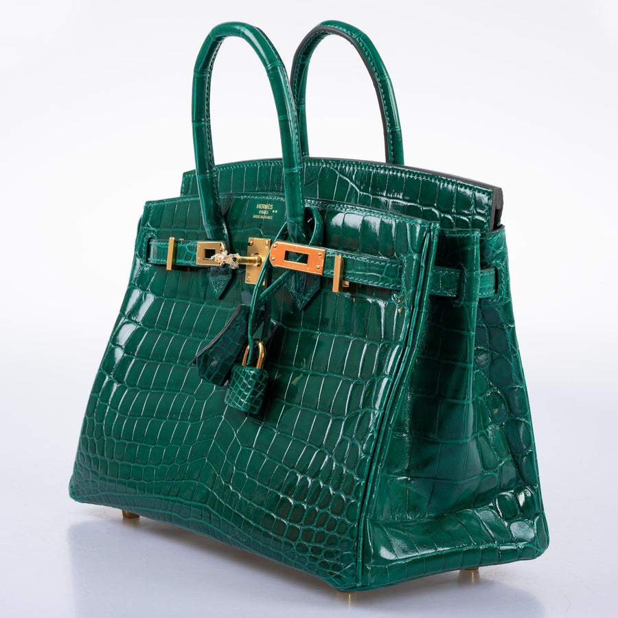 Hermès Birkin 25 Vert Émeraude Shiny Niloticus Crocodile Gold Hardware