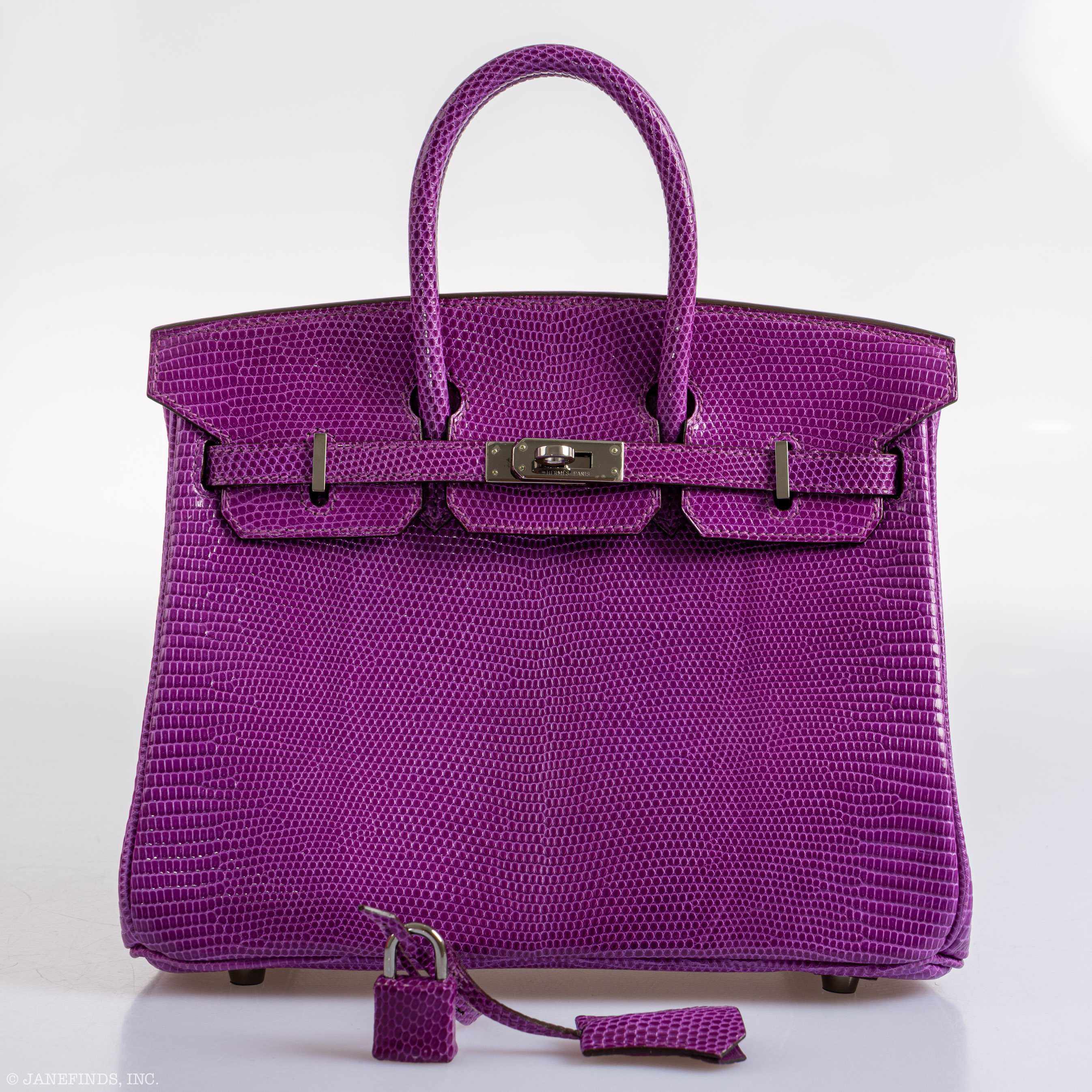 Hermès Birkin 25 Violet Lizard Ruthenium Hardware - 2006