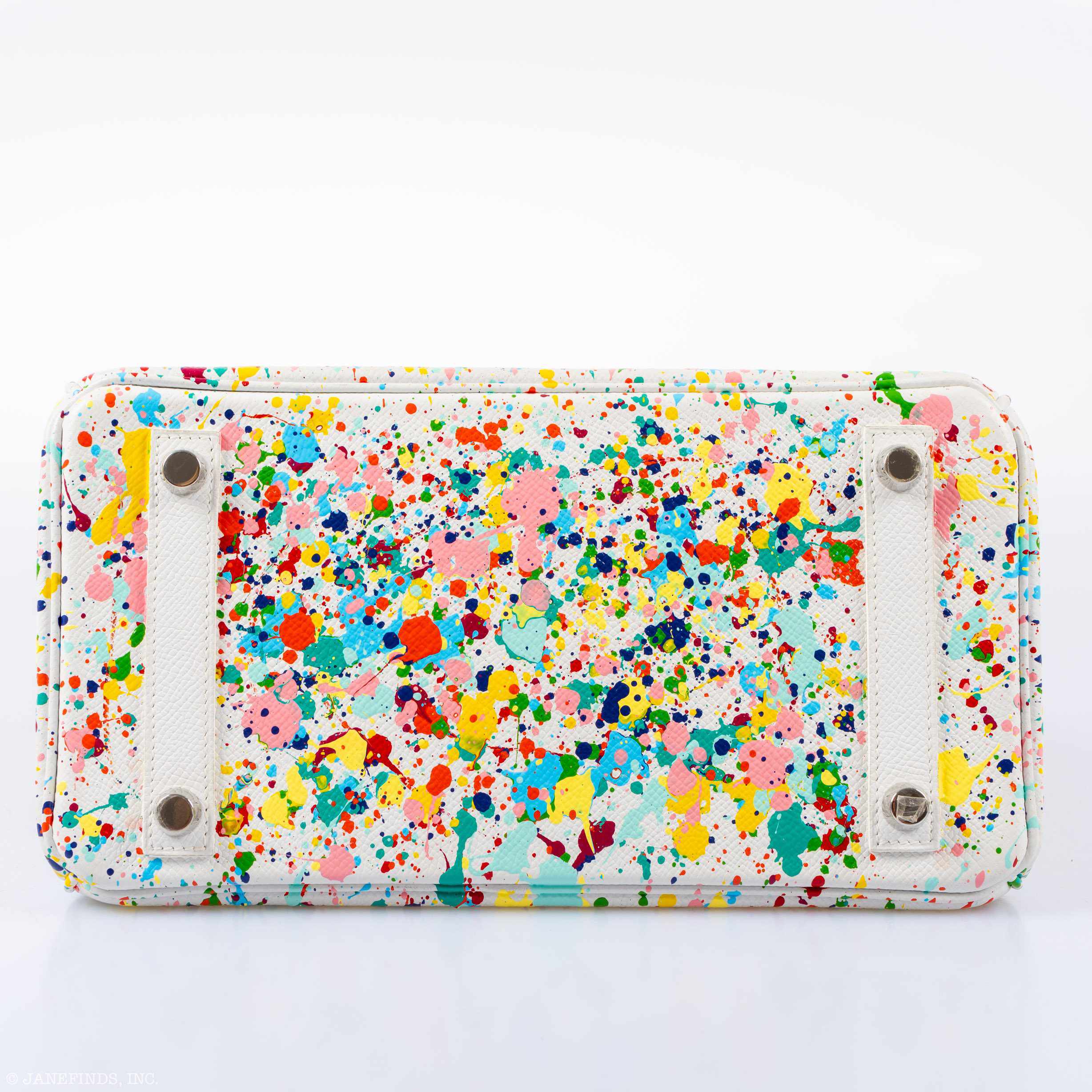Hermès Birkin 25 White Epsom “Rainbow Fizz” Palladium Hardware * JaneFinds Custom Shop