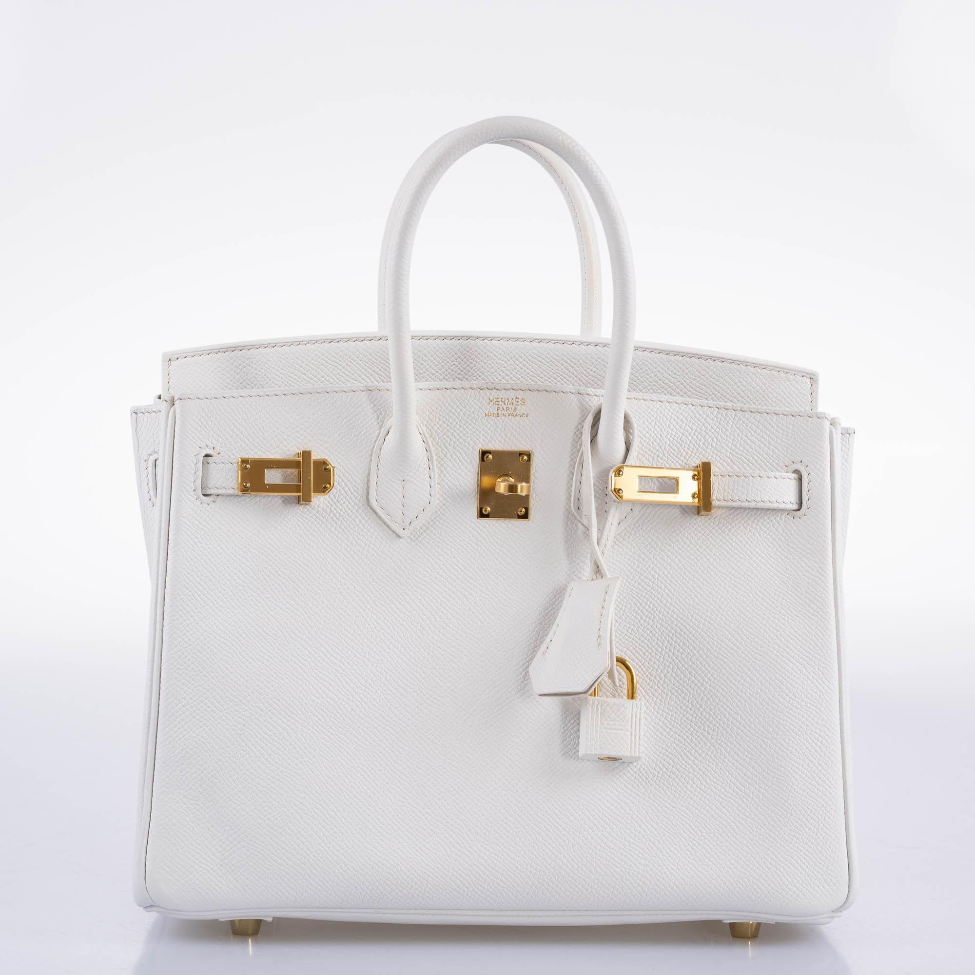 Hermès Birkin 25 White Epsom with Gold Hardware - 2008, L Square