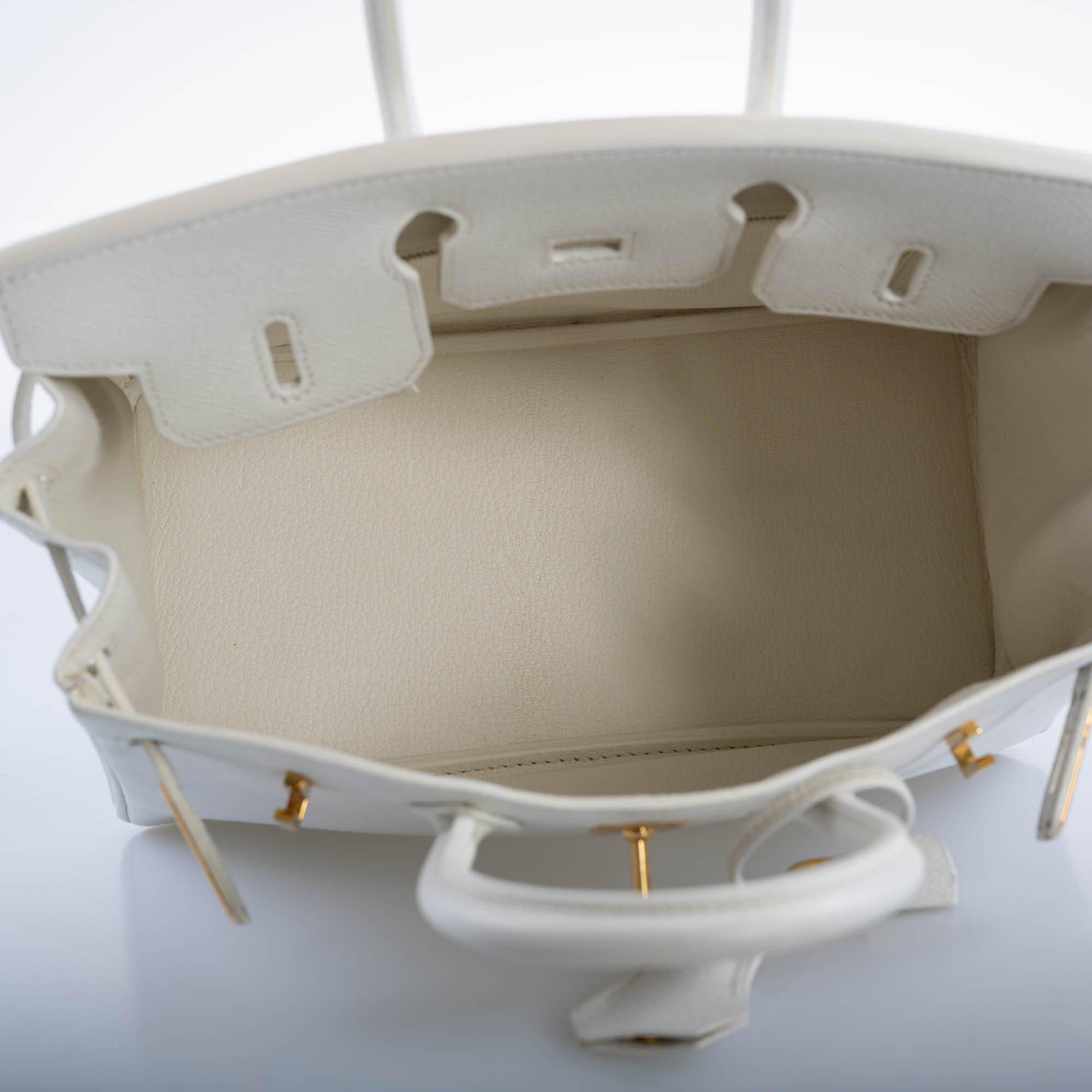 Hermès Birkin 25 White Epsom with Gold Hardware - 2008, L Square