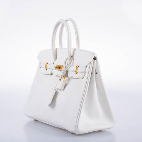 Hermès Birkin 25 White Epsom with Gold Hardware - 2008, L Square