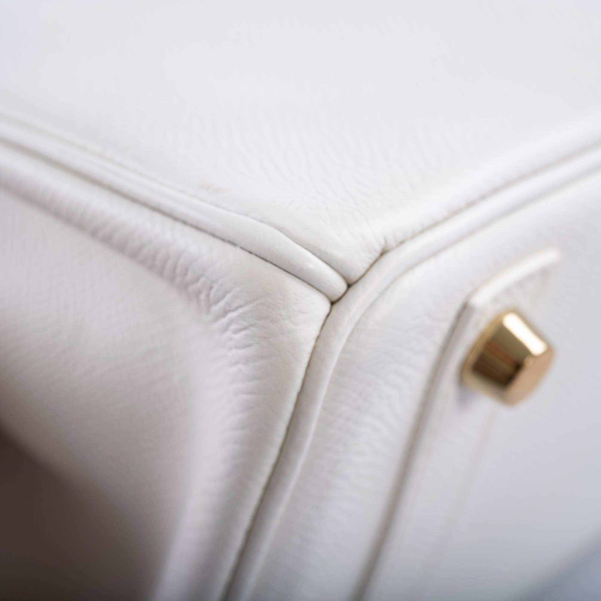 Hermès Birkin 25 White Epsom with Gold Hardware - 2008, L Square