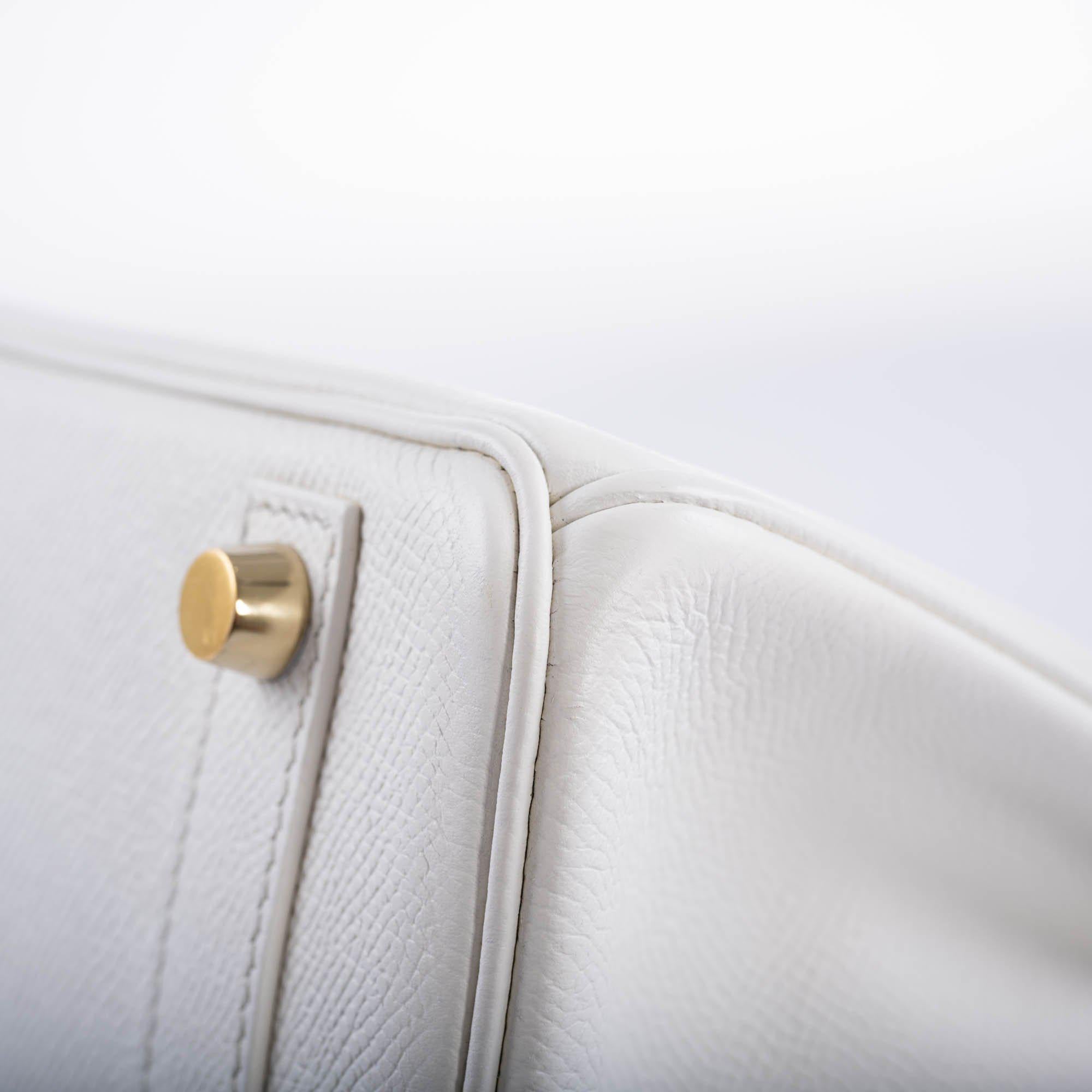Hermès Birkin 25 White Epsom with Gold Hardware - 2008, L Square