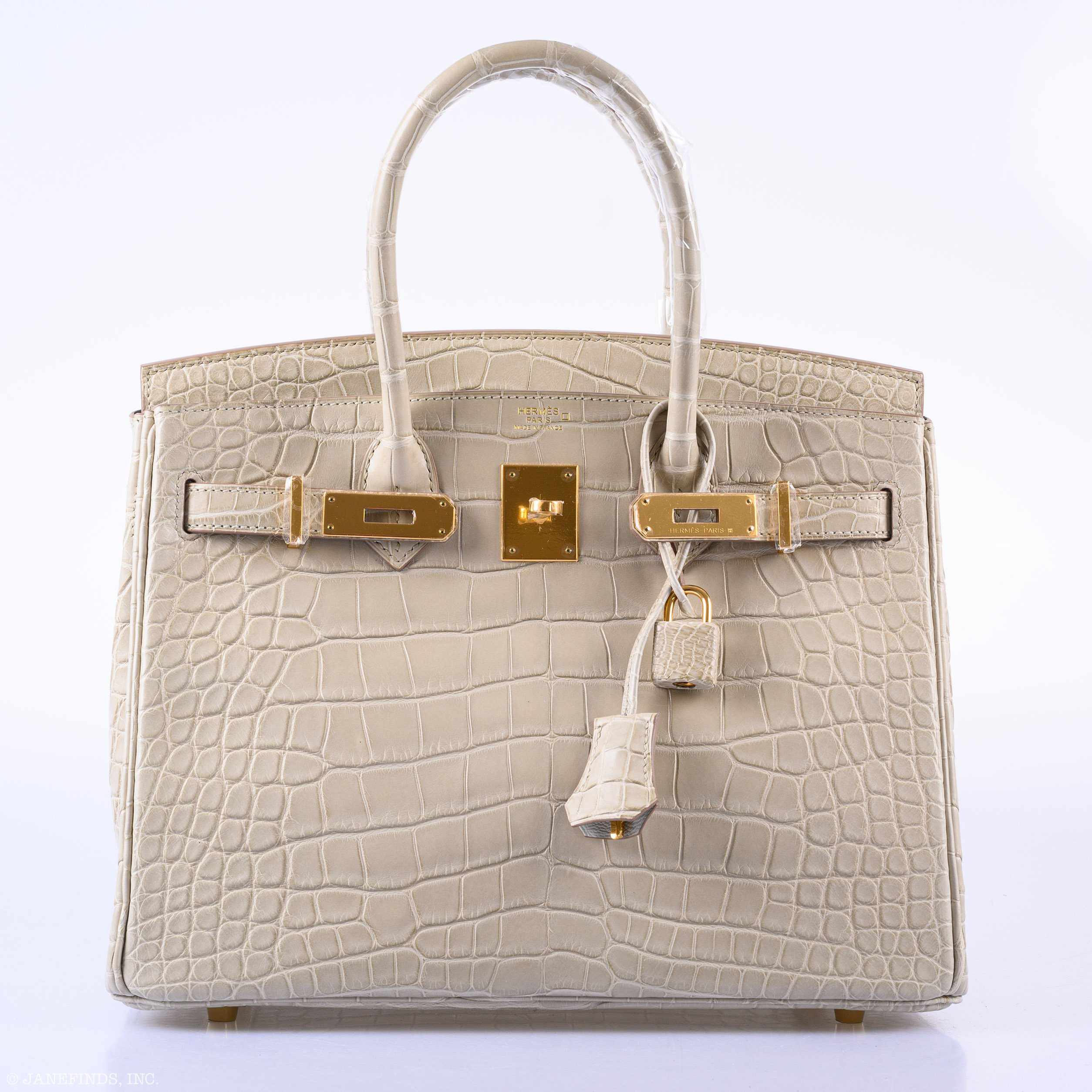 Hermès Birkin 30 Beton Matte Alligator Gold Hardware - A