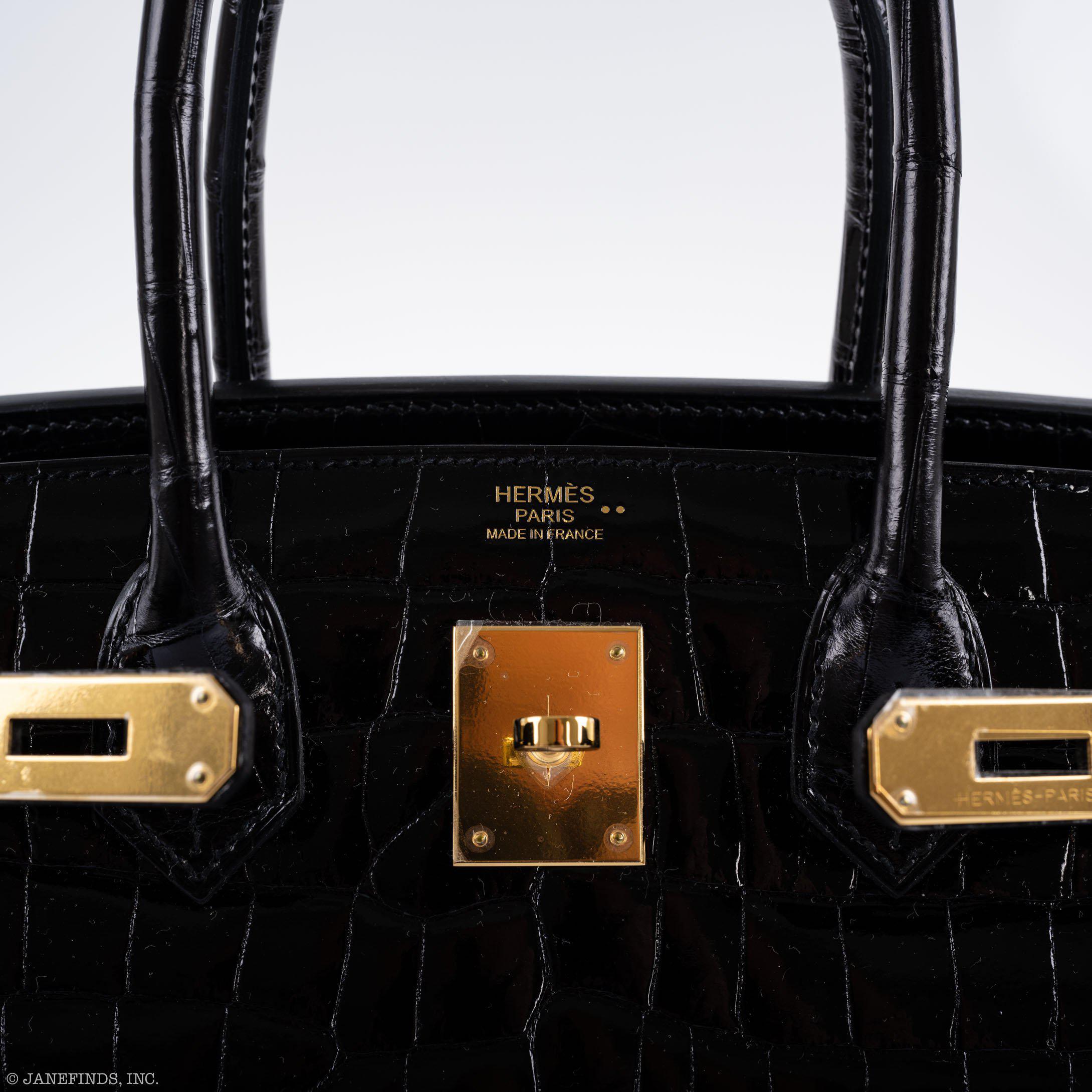 Hermès Birkin 30 Black Nilo Crocodile Gold Hardware - 2019, D