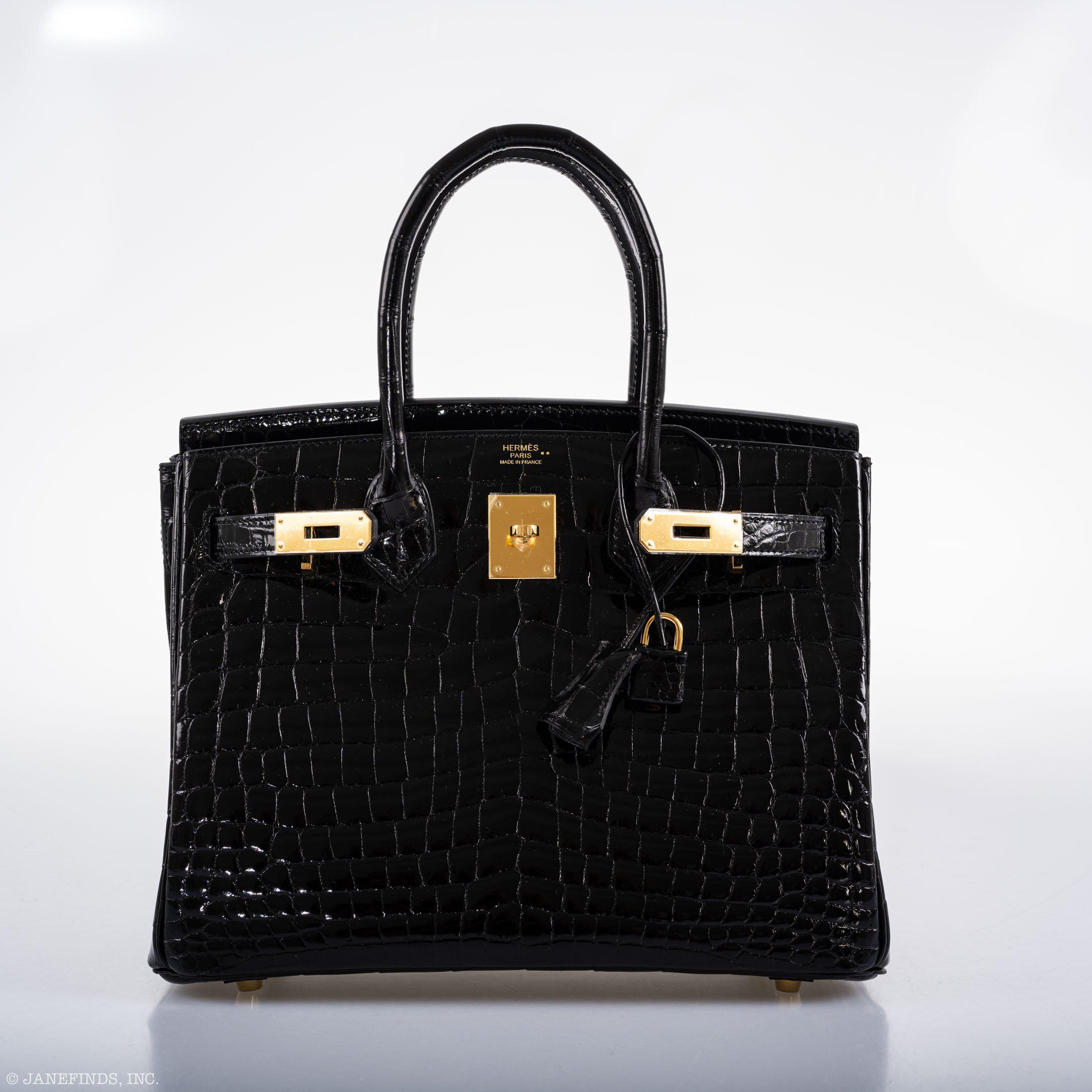 Hermès Birkin 30 Black Shiny Niloticus Crocodile Gold Hardware - 2021, Z